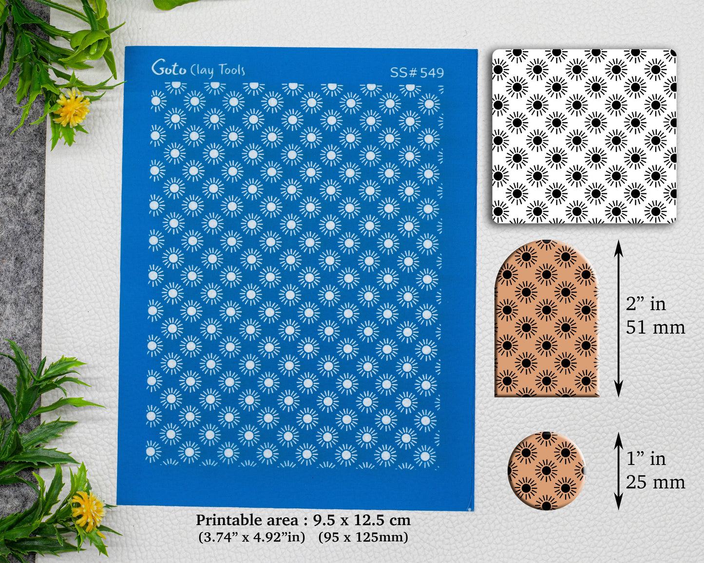 Sun Silkscreen for Polymer Clay Earring making, Clay Stencils, Clay Earring Silkscreen, Polymer Clay Supplies SS#549