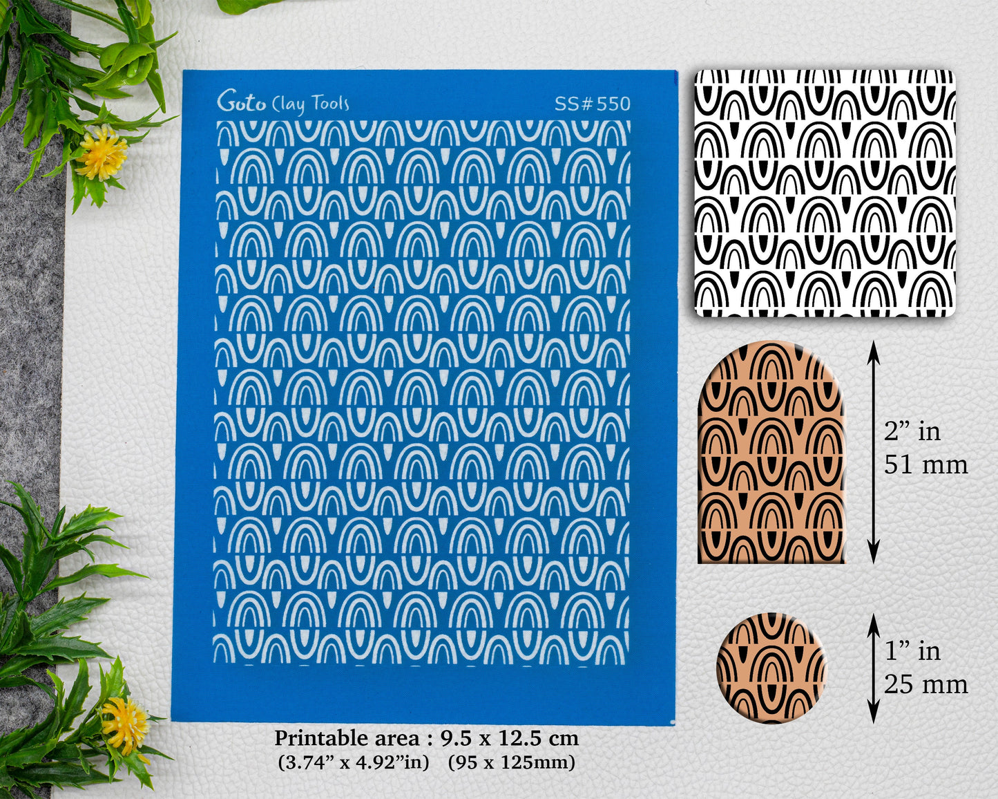 Arch Silkscreen for Polymer Clay Earring making, Clay Stencils, Clay Earring Silkscreen, Polymer Clay Supplies SS#550
