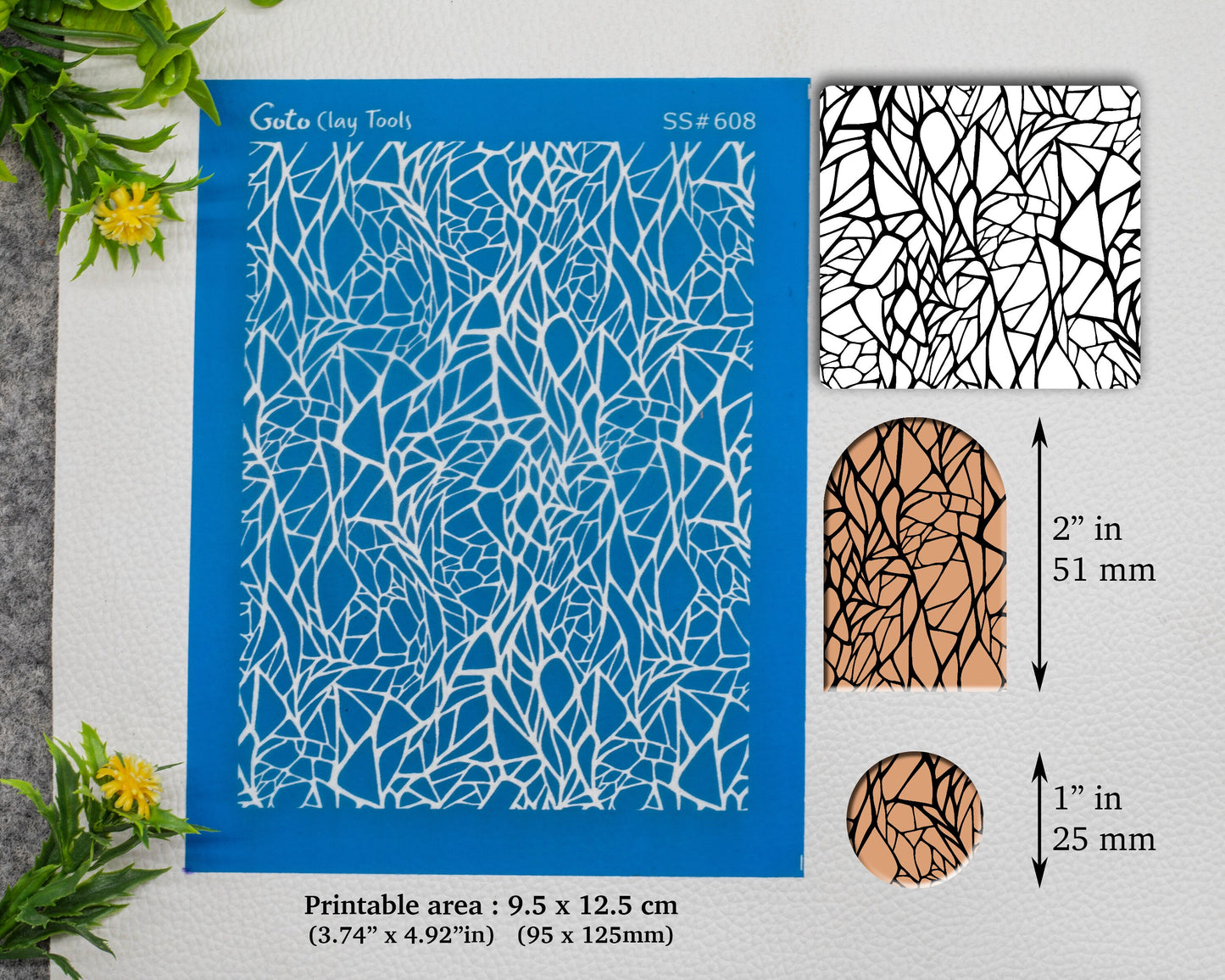 Crackle Silkscreen for Polymer Clay Earring making, Clay Stencils, Clay Earring Silkscreen, Polymer Clay Supplies SS#608