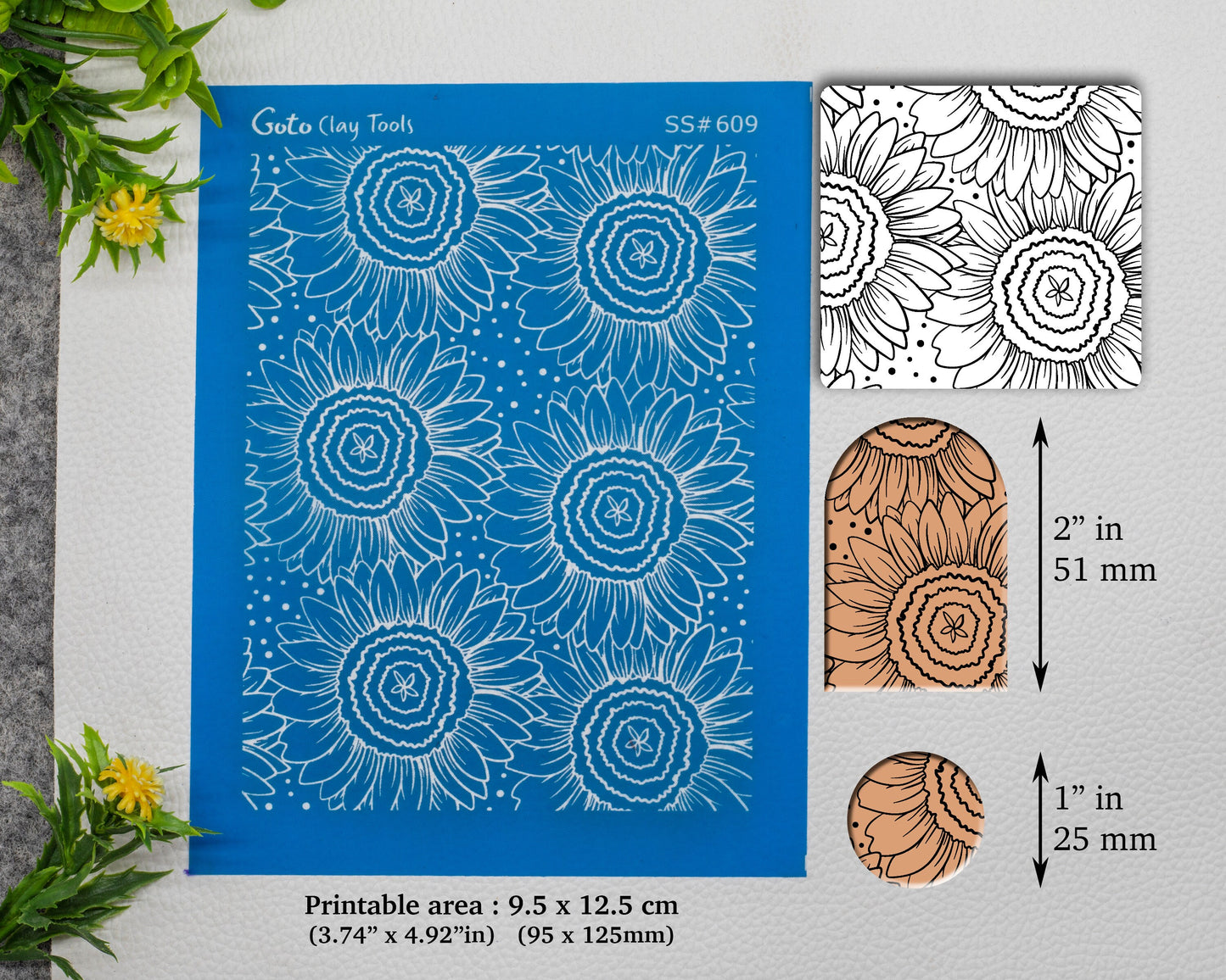 Sunflower Silkscreen for Polymer Clay Earring making, Clay Stencils, Clay Earring Silkscreen, Polymer Clay Supplies SS#609