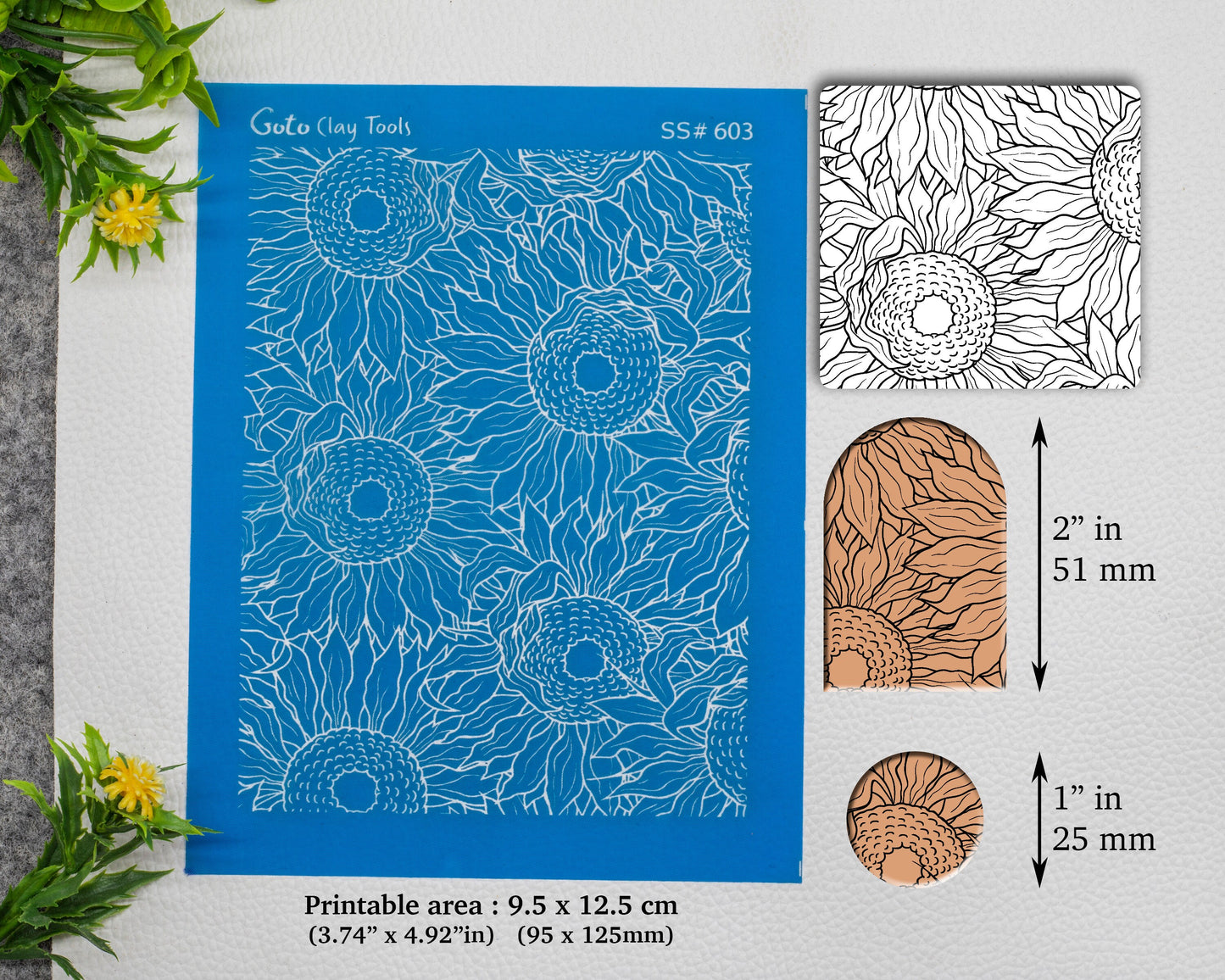 Sunflower Silkscreen for Polymer Clay Earring making, Clay Stencils, Clay Earring Silkscreen, Polymer Clay Supplies SS#603