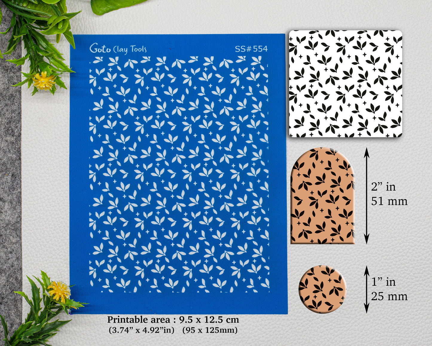 Leaves pattern Silkscreen for Polymer Clay Earring making, Clay Stencils, Clay Earring Silkscreen, Polymer Clay Supplies SS#554