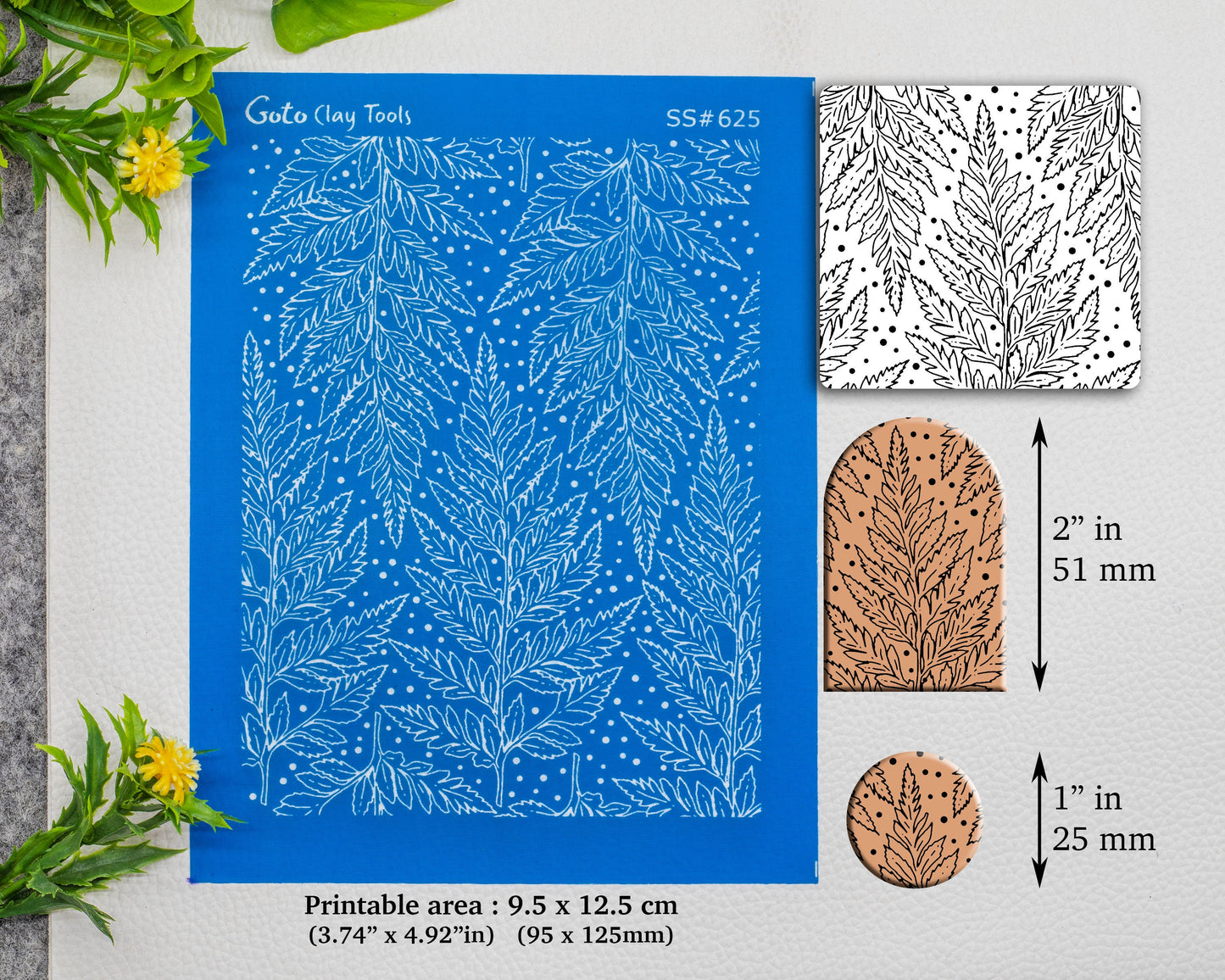 Fern Silkscreen for Polymer Clay Earring making, Clay Stencils, Clay Earring Silkscreen, Polymer Clay Supplies SS#625