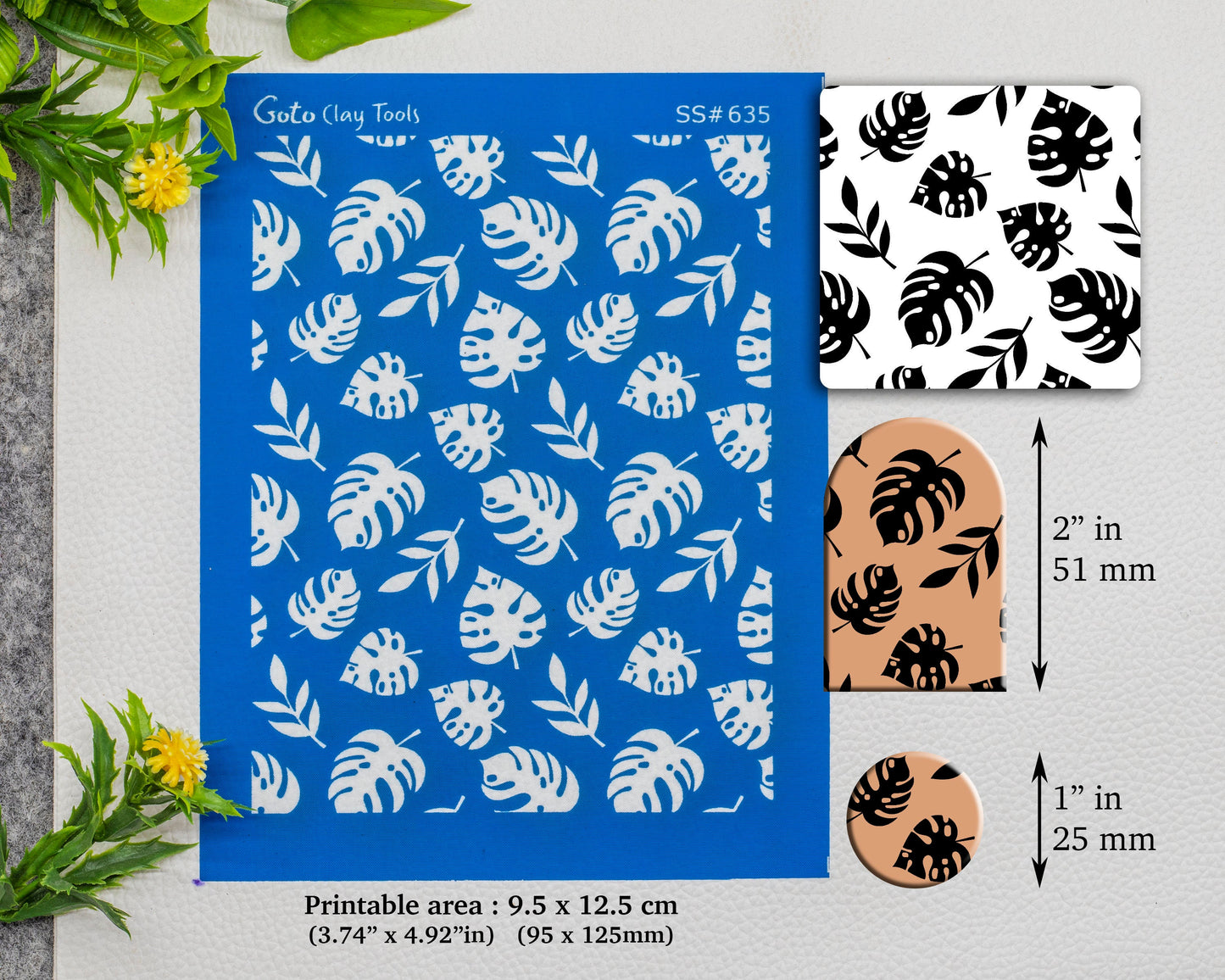 Monstera Silkscreen for Polymer Clay Earring making, Clay Stencils, Clay Earring Silkscreen, Polymer Clay Supplies SS#635
