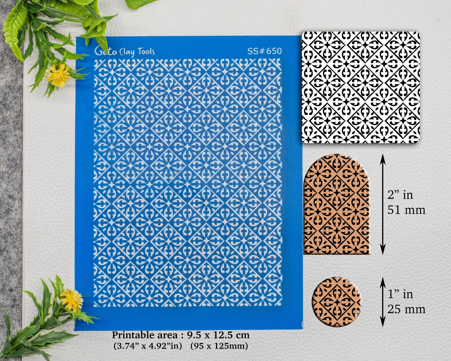 Oriental tiles Silkscreen for Polymer Clay Earring making, Clay Stencils, Clay Earring Silkscreen, Polymer Clay Supplies SS#650