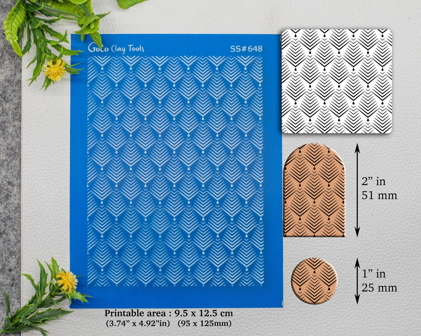 Tree shape gradient Silkscreen for Polymer Clay Earring making, Clay Stencils, Clay Earring Silkscreen, Polymer Clay Supplies SS#648