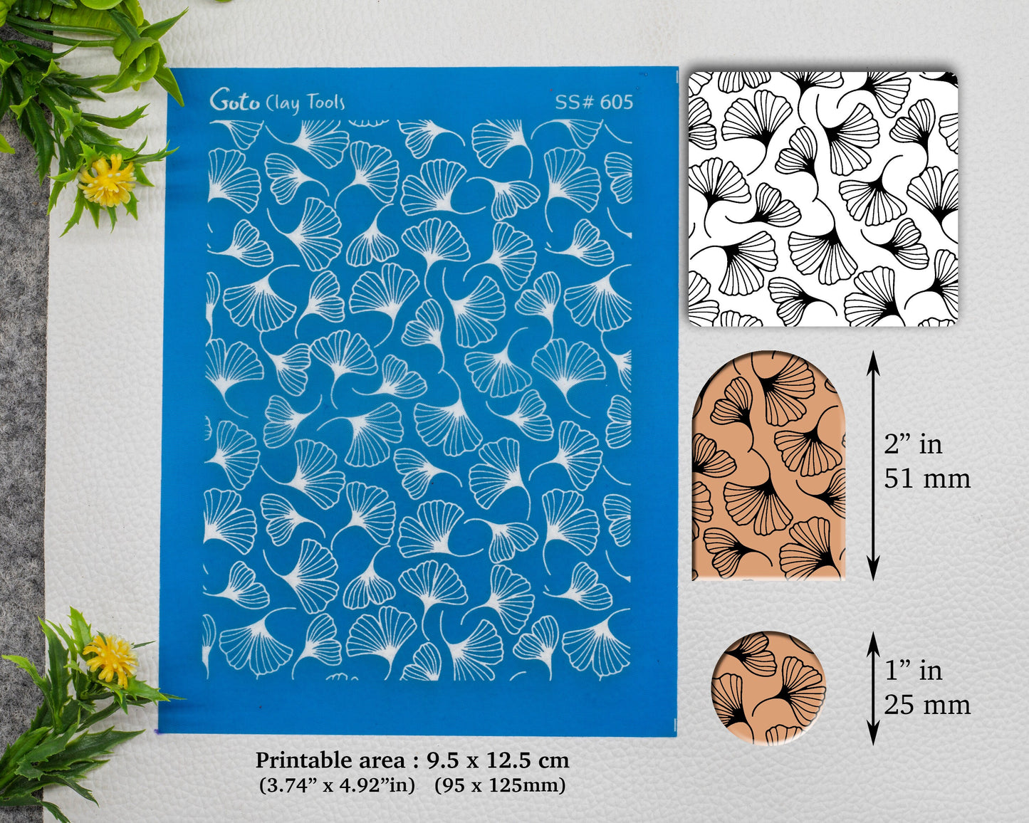 Ginkgo Silkscreen for Polymer Clay Earring making, Clay Stencils, Clay Earring Silkscreen, Polymer Clay Supplies SS#605