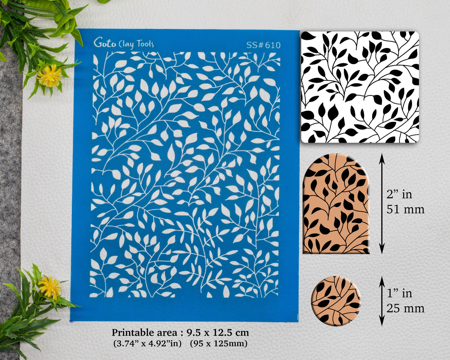 Leaves Silkscreen for Polymer Clay Earring making, Clay Stencils, Clay Earring Silkscreen, Polymer Clay Supplies SS#610