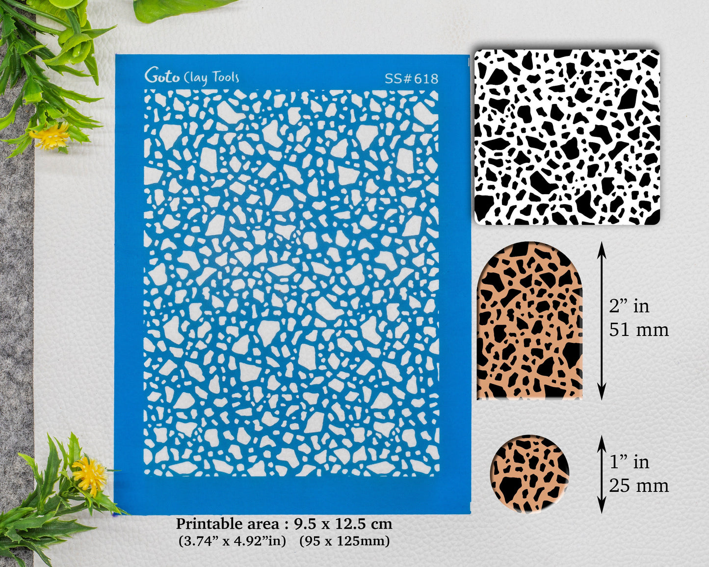 Terrazzo Silkscreen for Polymer Clay Earring making, Clay Stencils, Clay Earring Silkscreen, Polymer Clay Supplies SS#618