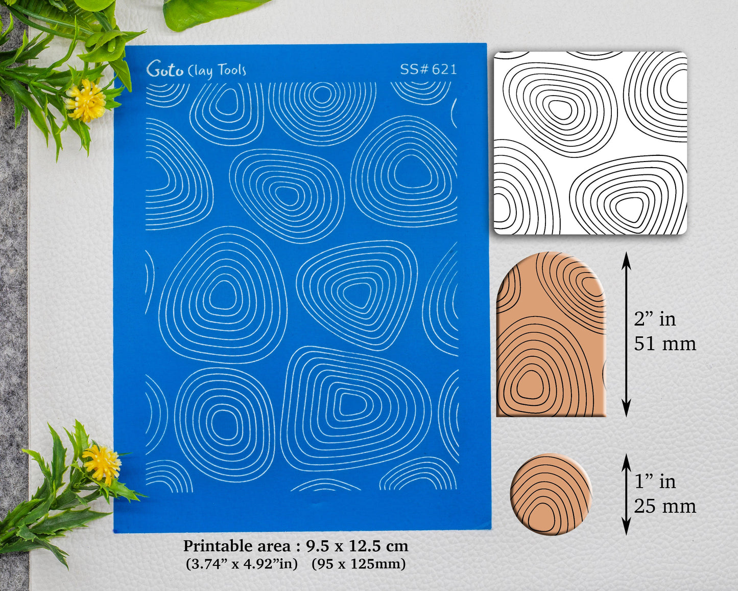 Circle Contour Silkscreen for Polymer Clay Earring making, Clay Stencils, Clay Earring Silkscreen, Polymer Clay Supplies SS#621