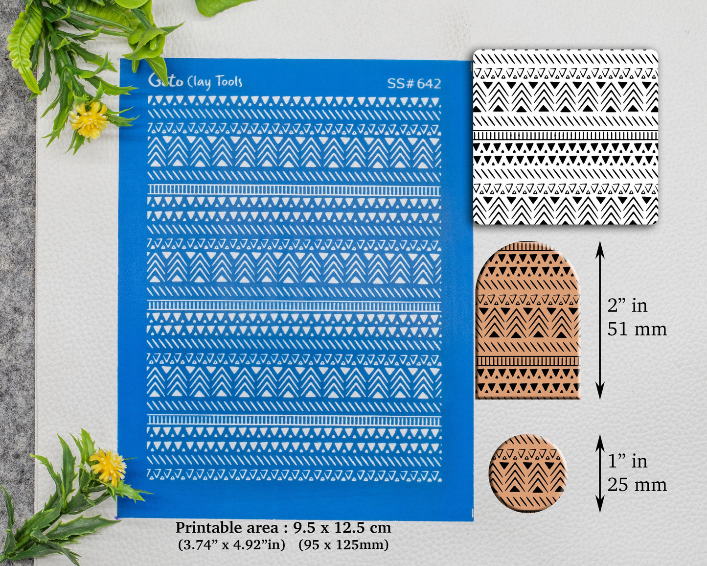 Tribal stripes Silkscreen for Polymer Clay Earring making, Clay Stencils, Clay Earring Silkscreen, Polymer Clay Supplies SS#642