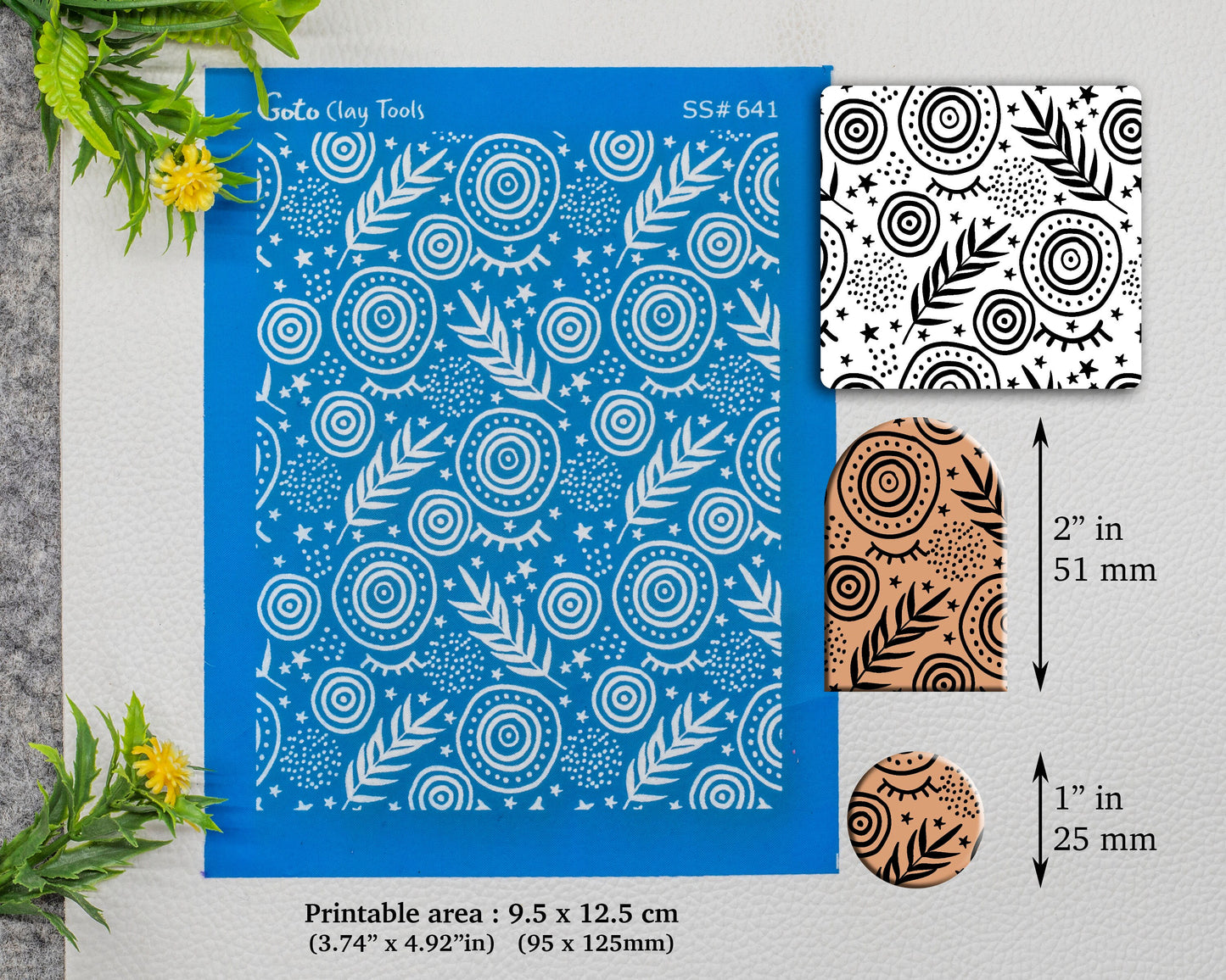 Boho Leaves Silkscreen for Polymer Clay Earring making, Clay Stencils, Clay Earring Silkscreen, Polymer Clay Supplies SS#641