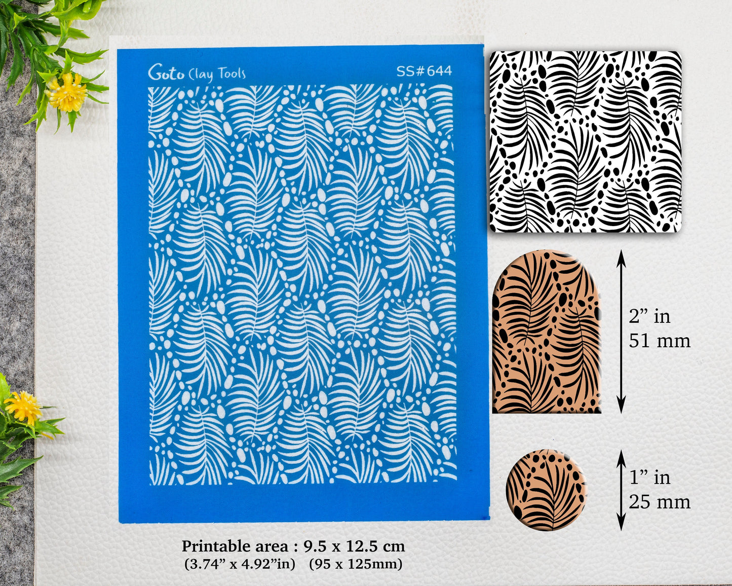 Boho Leaf pattern Silkscreen for Polymer Clay Earring making, Clay Stencils, Clay Earring Silkscreen, Polymer Clay Supplies SS#644