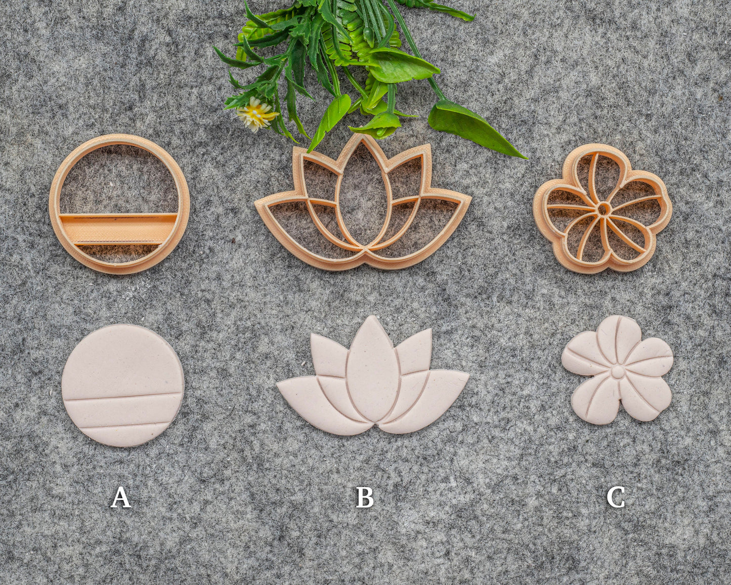 Embossed Circle, Lotus, Flower shape Polymer clay cutter, Clay earring cutters, Polymer clay tools, 3D printed cutters#629