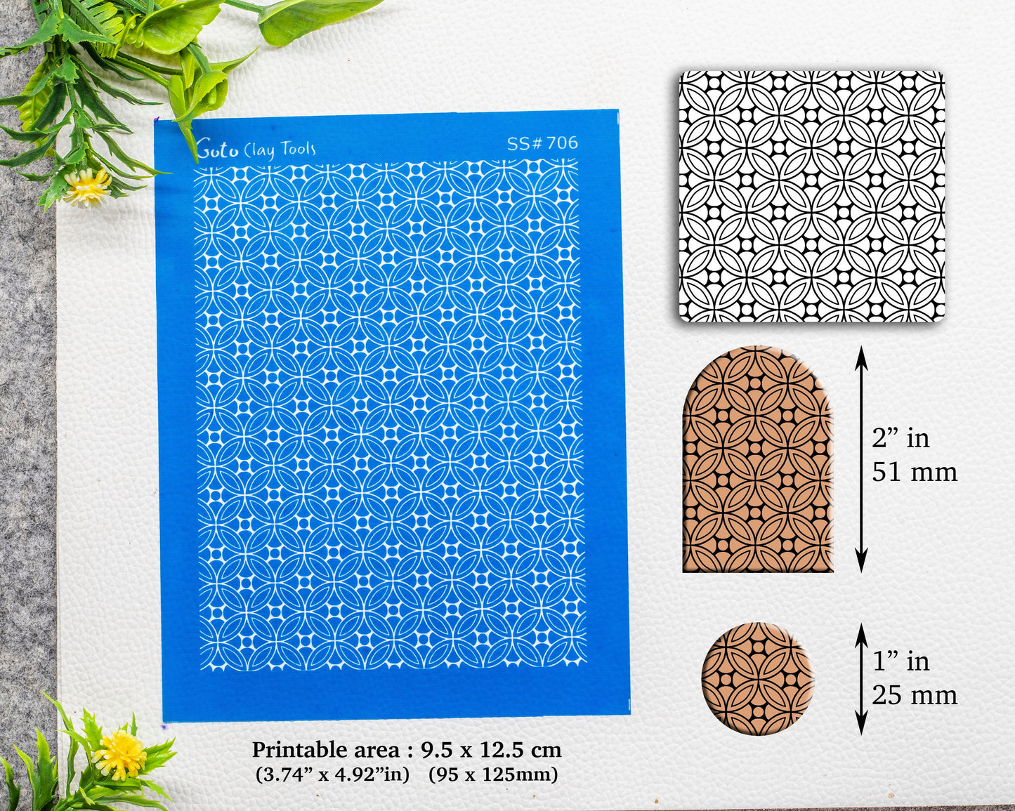 Indian Tile Silkscreen for Polymer Clay Earring making, Clay Stencils, Clay Earring Silkscreen, Polymer Clay Supplies SS#706