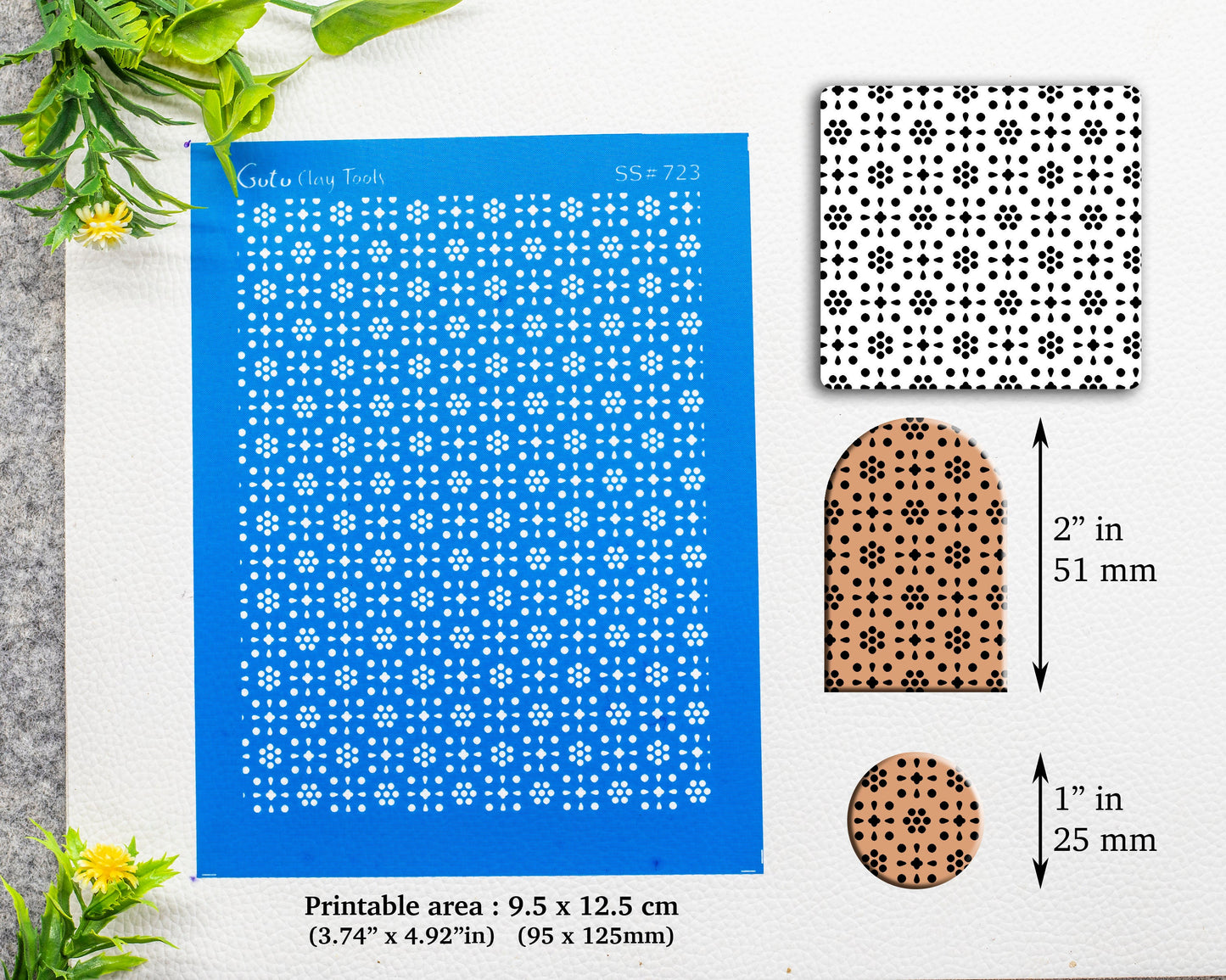 Indian Tile Silkscreen for Polymer Clay Earring making, Clay Stencils, Clay Earring Silkscreen, Polymer Clay Supplies SS#723