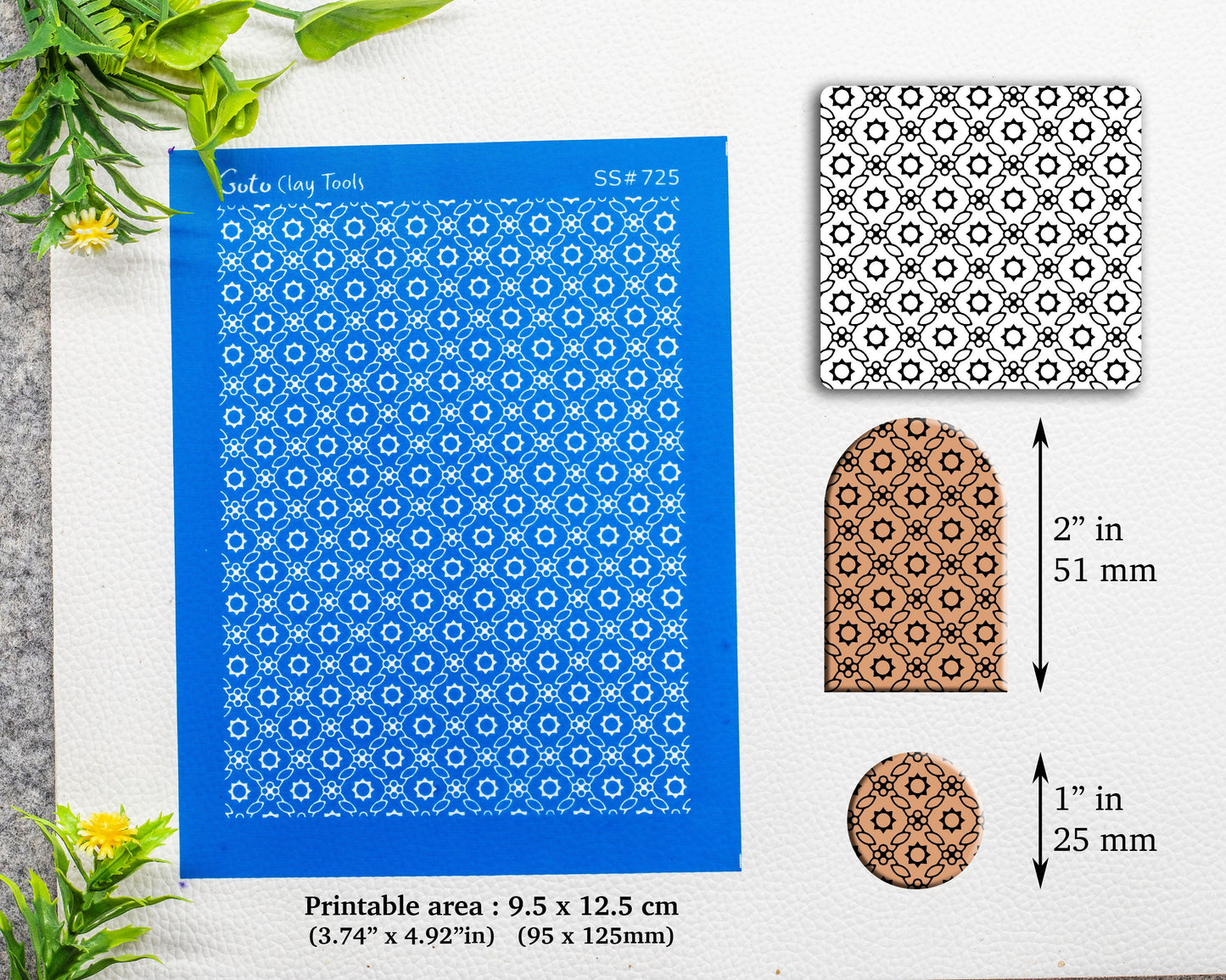 Indian Tile Silkscreen for Polymer Clay Earring making, Clay Stencils, Clay Earring Silkscreen, Polymer Clay Supplies SS#725