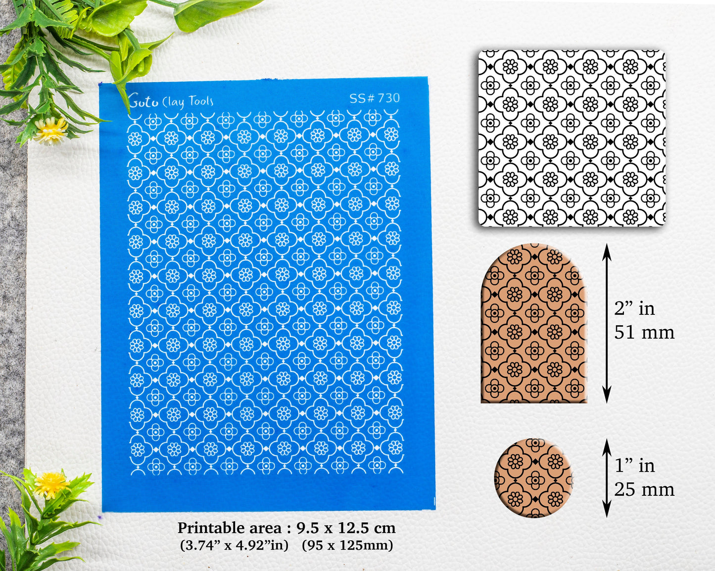 Indian Tile Silkscreen for Polymer Clay Earring making, Clay Stencils, Clay Earring Silkscreen, Polymer Clay Supplies SS#730