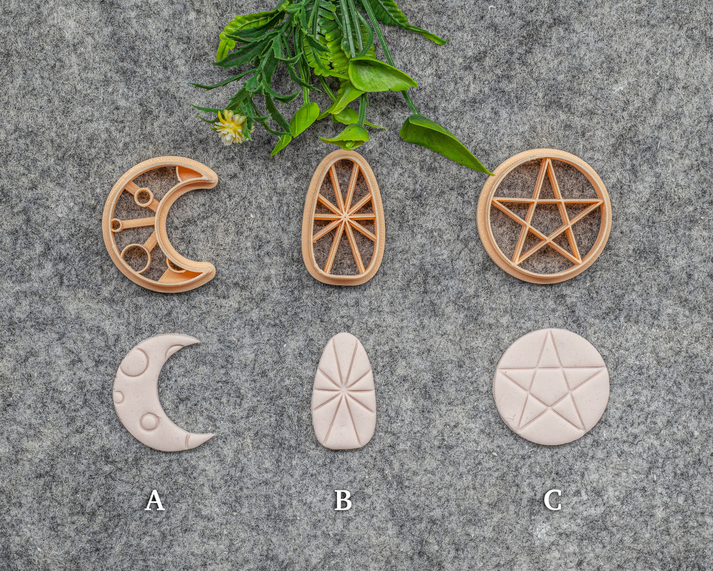 Moon, Oval, Star shape Polymer clay cutter, Clay earring cutters, Polymer clay tools, 3D printed cutters#627