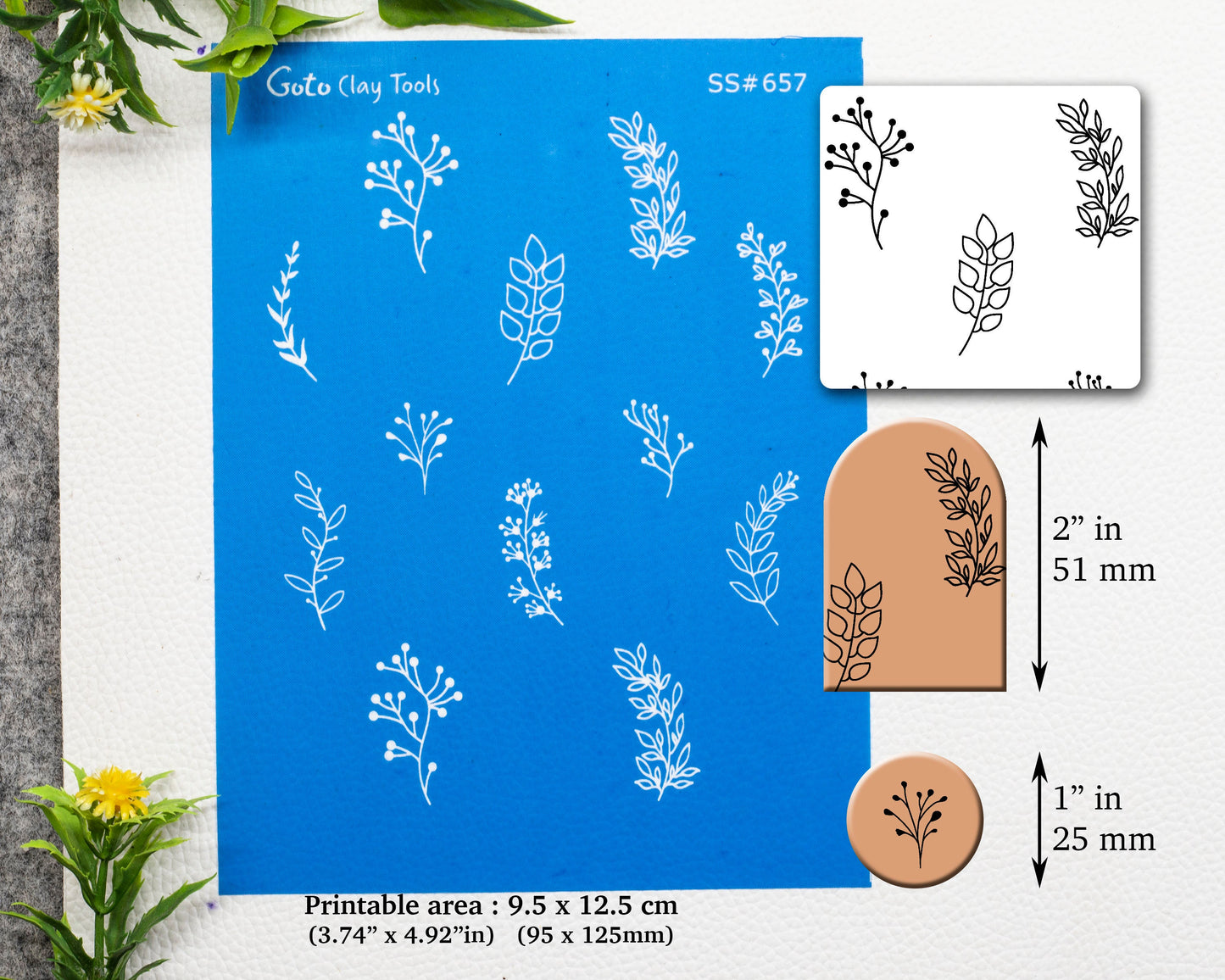WildFlower Silkscreen for Polymer Clay Earring making, Clay Stencils, Clay Earring Silkscreen, Polymer Clay Supplies SS#657