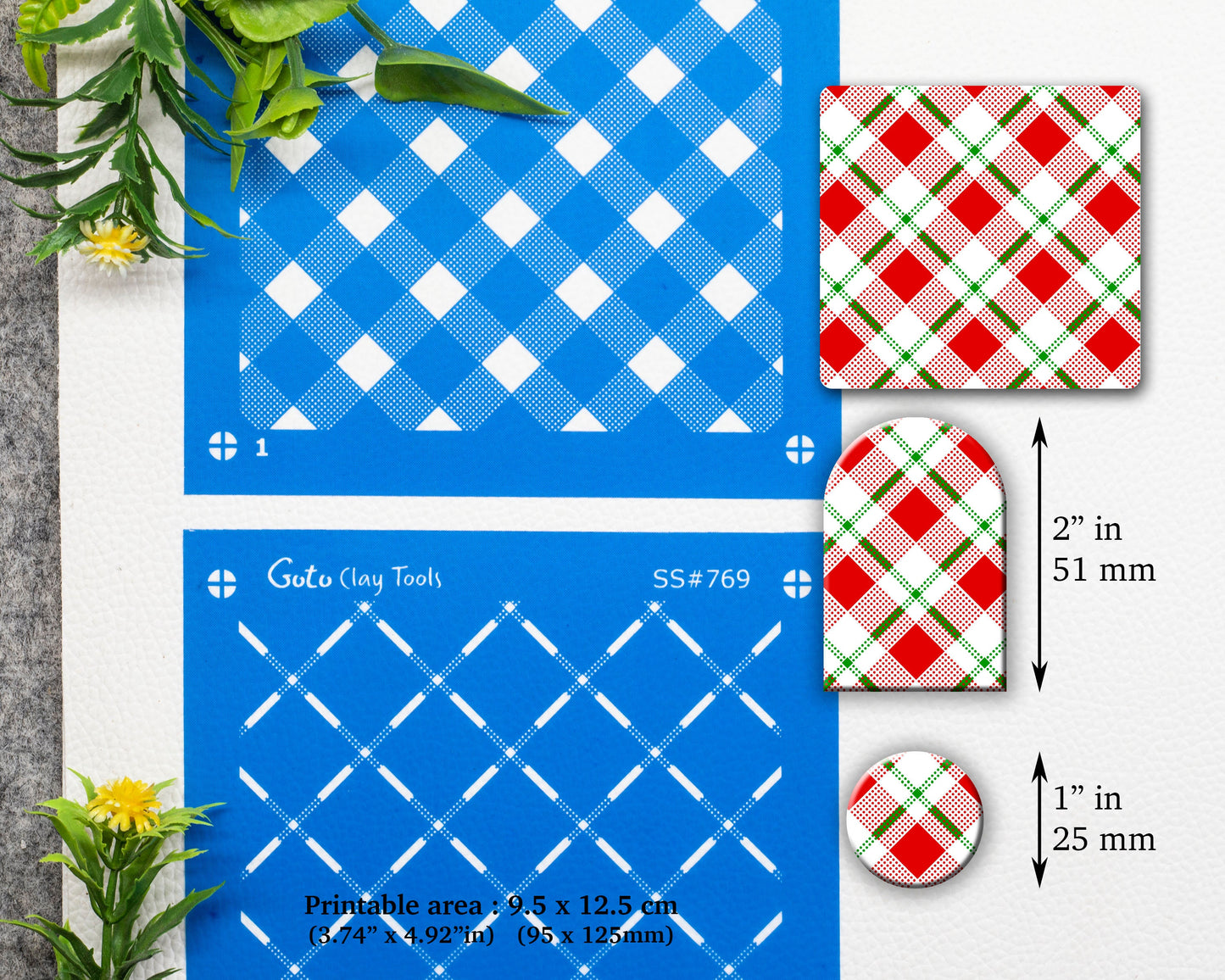 2 Layer Plaid Christmas Silkscreen for Polymer Clay Earring making, Clay Stencils, Clay Earring Silkscreen, Polymer Clay Supplies SS#769