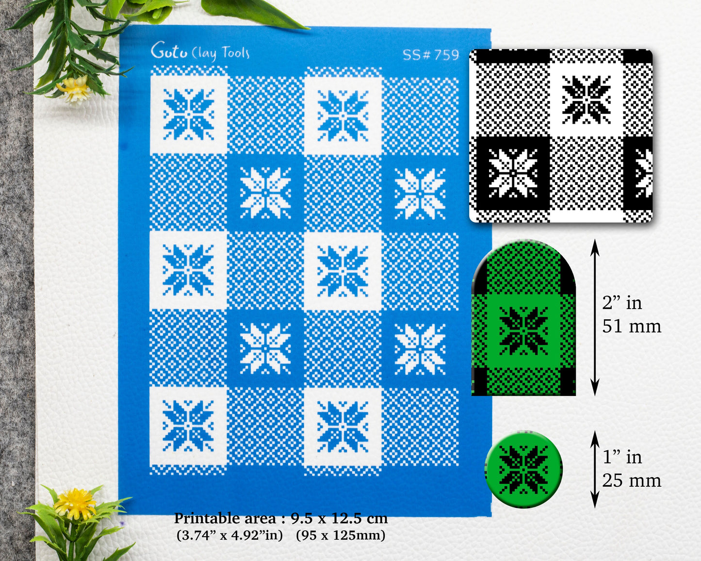 Cross stitch Christmas Silkscreen for Polymer Clay Earring making, Clay Stencils, Clay Earring Silkscreen, Polymer Clay Supplies SS#759