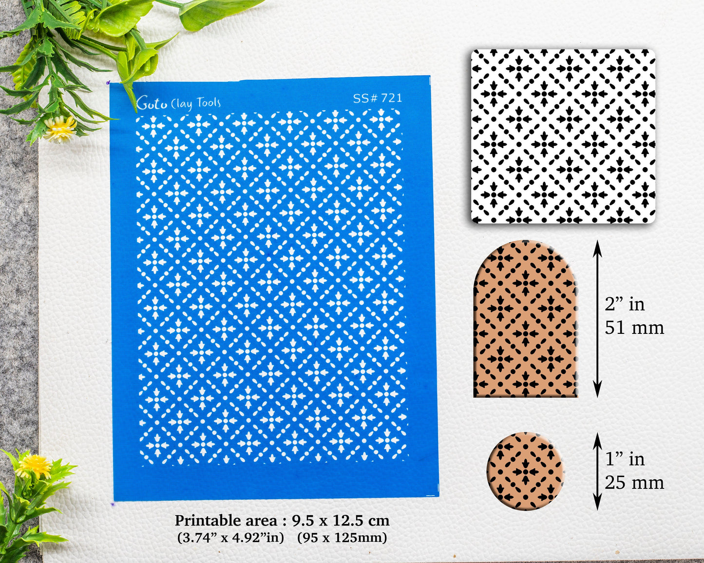 Indian Tile Silkscreen for Polymer Clay Earring making, Clay Stencils, Clay Earring Silkscreen, Polymer Clay Supplies SS#721