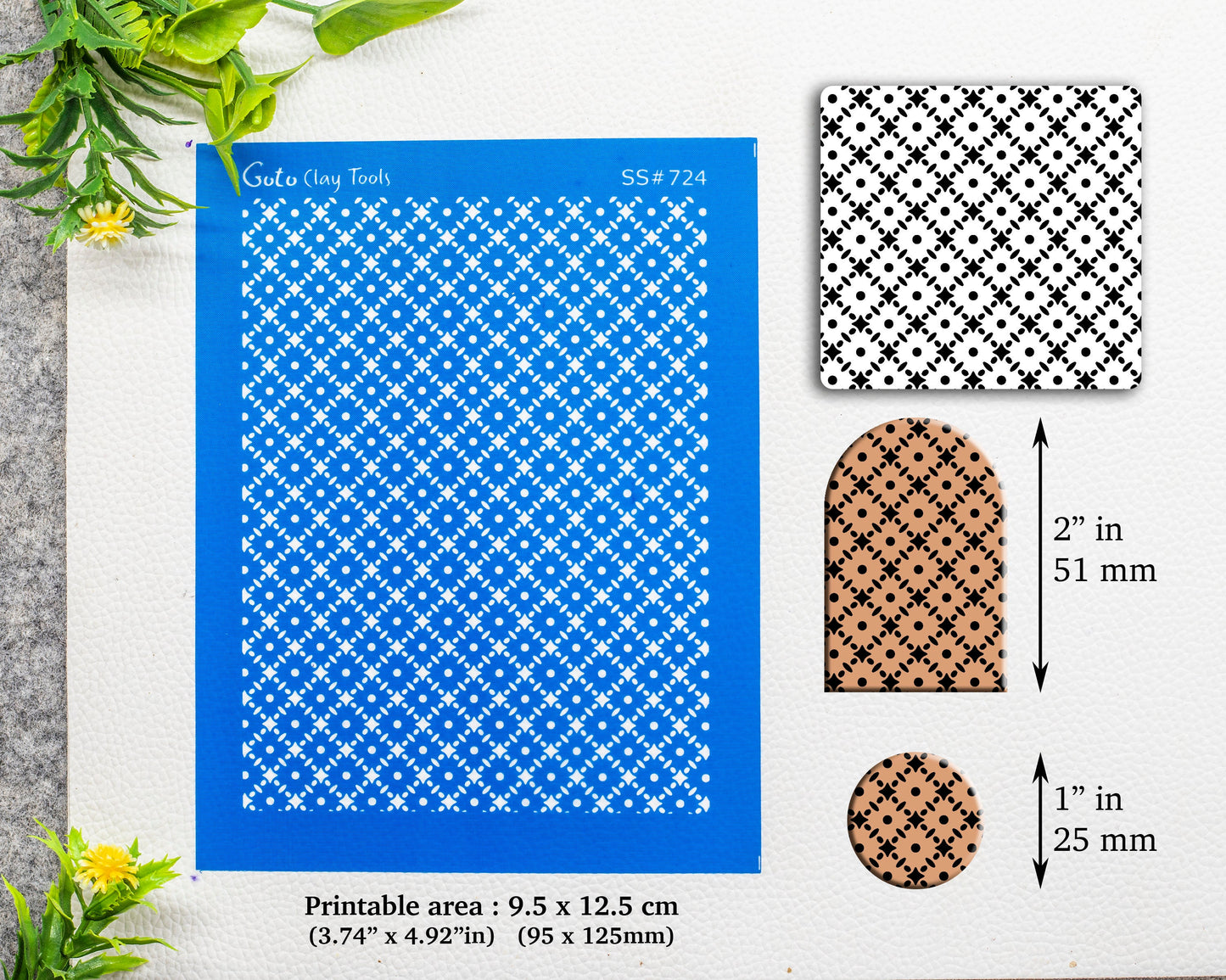 Indian Tile Silkscreen for Polymer Clay Earring making, Clay Stencils, Clay Earring Silkscreen, Polymer Clay Supplies SS#724