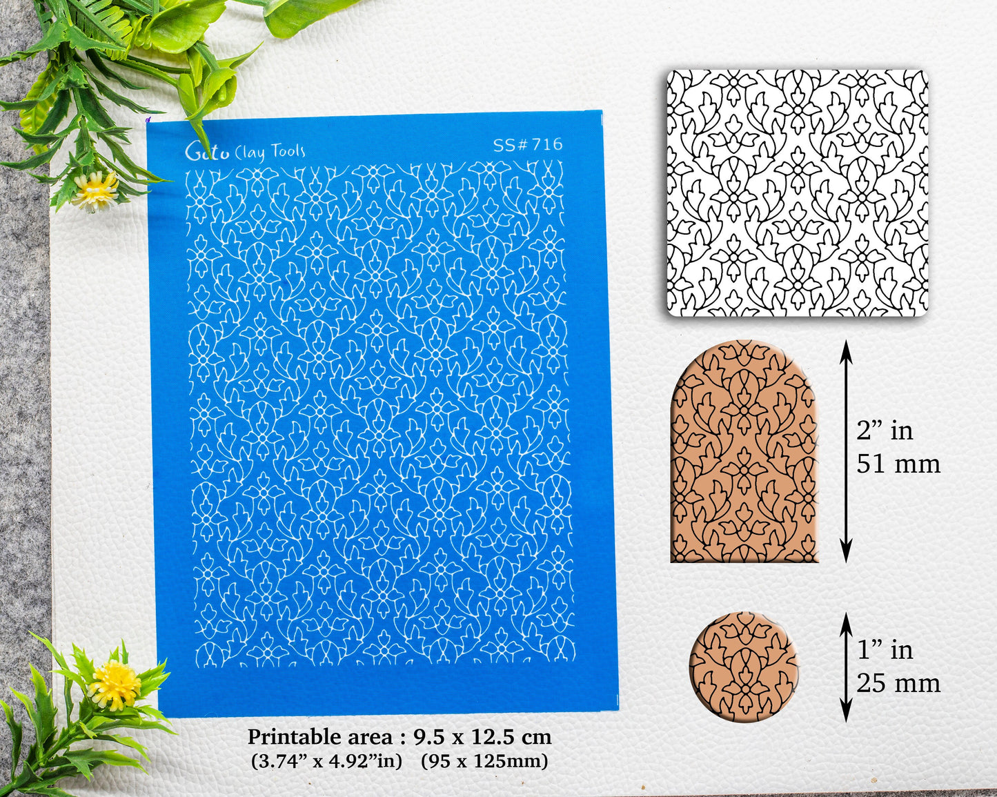 Indian floral Silkscreen for Polymer Clay Earring making, Clay Stencils, Clay Earring Silkscreen, Polymer Clay Supplies SS#716