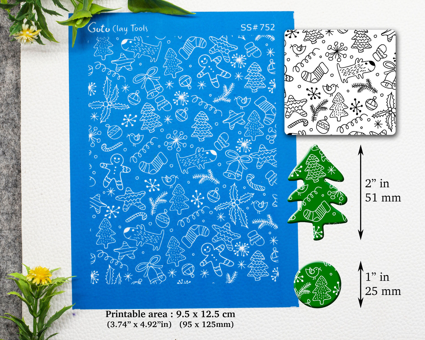 Christmas Silkscreen for Polymer Clay Earring making, Clay Stencils, Clay Earring Silkscreen, Polymer Clay Supplies SS#752