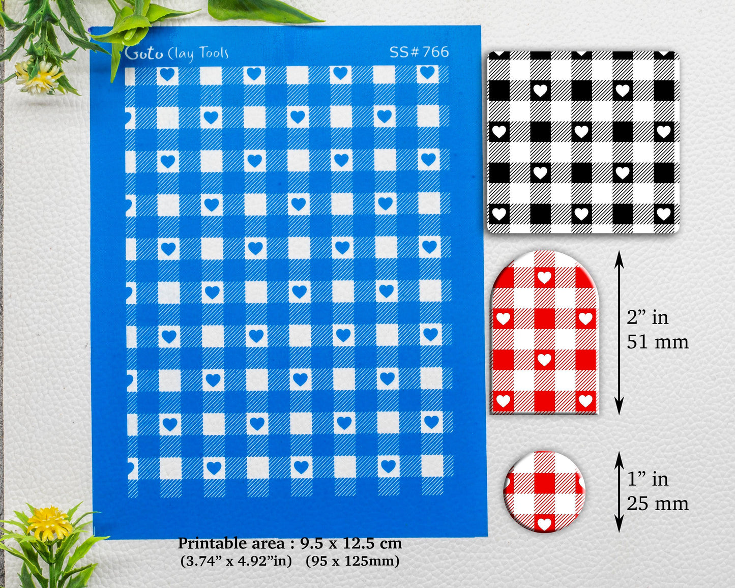Christmas Gingham Silkscreen for Polymer Clay Earring making, Clay Stencils, Clay Earring Silkscreen, Polymer Clay Supplies SS#766