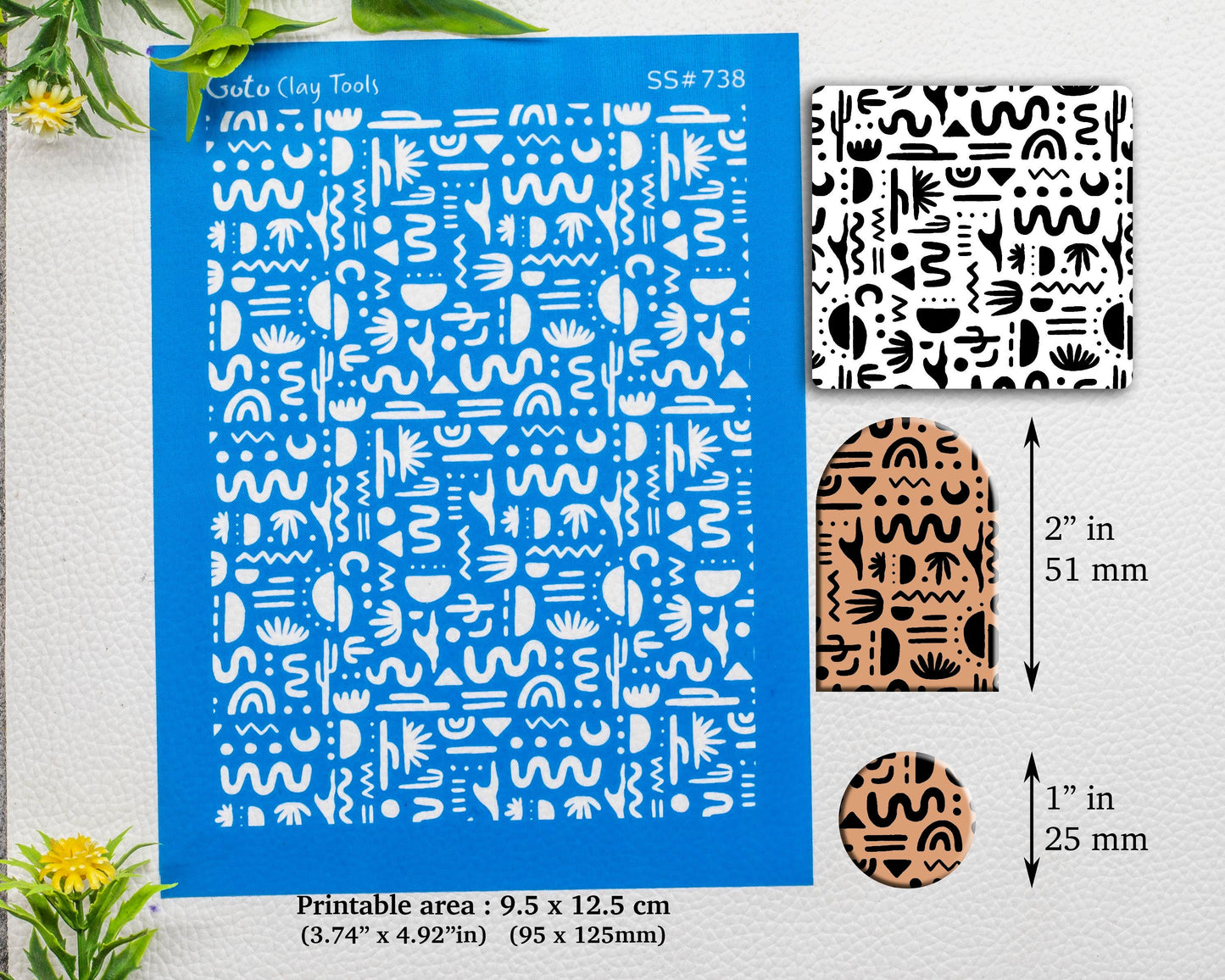 Silkscreen for Polymer Clay Earring making, Clay Stencils, Clay Earring Silkscreen, Polymer Clay Supplies SS#738