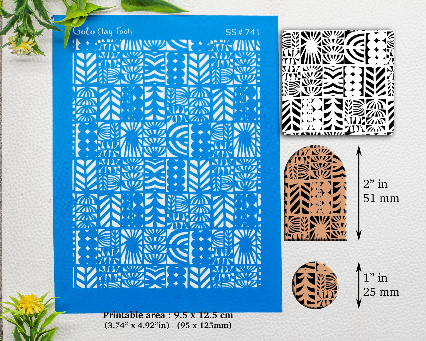 Silkscreen for Polymer Clay Earring making, Clay Stencils, Clay Earring Silkscreen, Polymer Clay Supplies SS#741