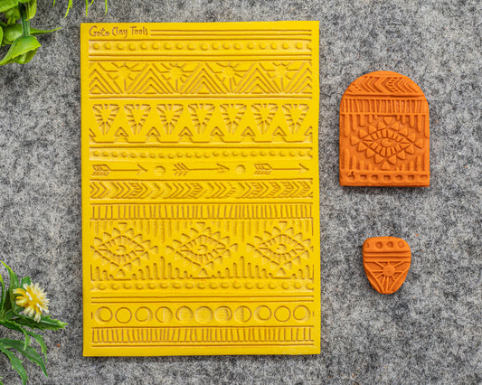 Bohemian Stripes Texture mat for polymer clay, Polymer Clay Rubber Texture mat, Texture Tile mats, Fimo, Sculpey, Cernit