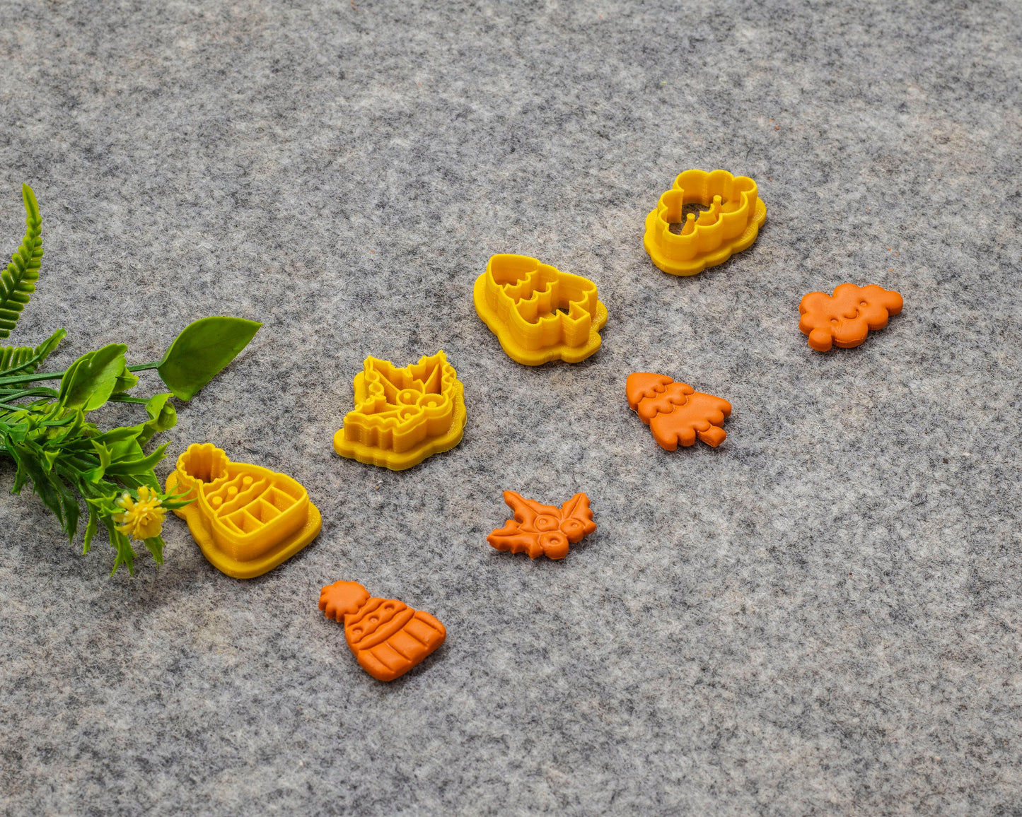 Christmas Polymer Clay Cutters: Tree, Cloud, Leaf, Cap (3D Printed)