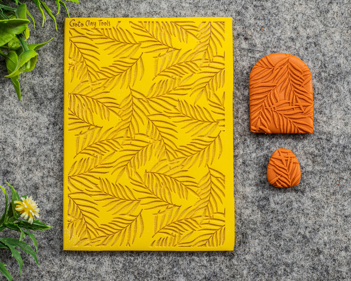 Palm Leaf Texture Mat for Polymer Clay: Rubber Tile Sheet #564