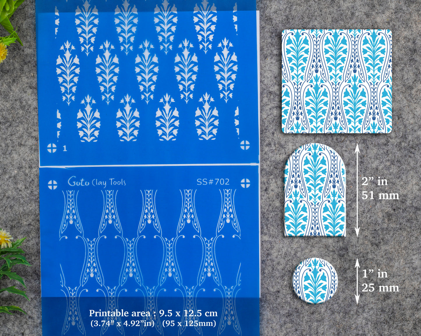 2 layers Ornamental Silkscreen for Polymer Clay Earring making, Clay Stencils, Clay Earring Silkscreen, Polymer Clay Supplies SS#702
