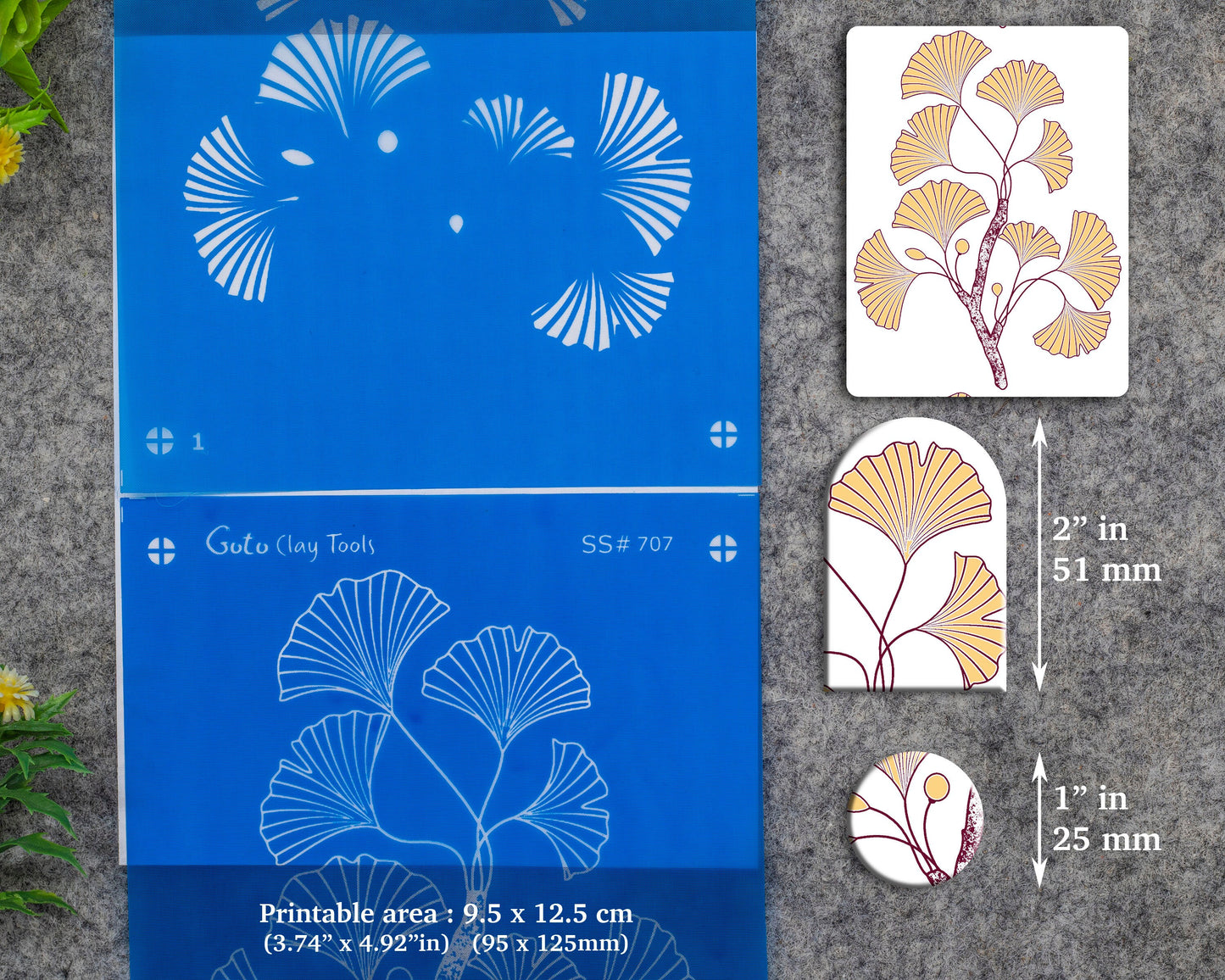 2 layers Gingko Silkscreen for Polymer Clay Earring making, Clay Stencils, Clay Earring Silkscreen, Polymer Clay Supplies SS#707
