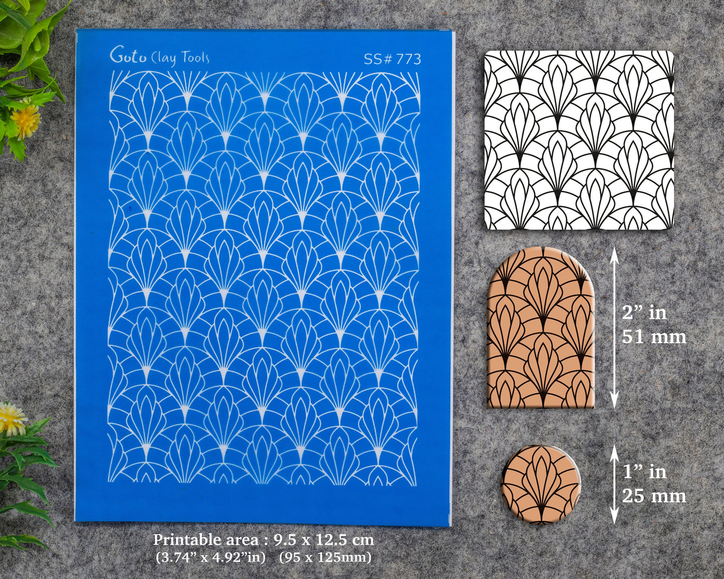 Fan ornamental Silkscreen for Polymer Clay Earring making, Clay Stencils, Clay Earring Silkscreen, Polymer Clay Supplies SS#773