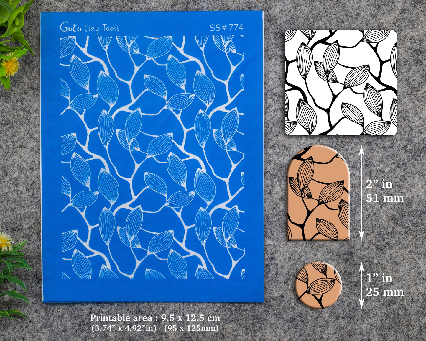 Leaf Silkscreen for Polymer Clay Earring making, Clay Stencils, Clay Earring Silkscreen, Polymer Clay Supplies SS#774