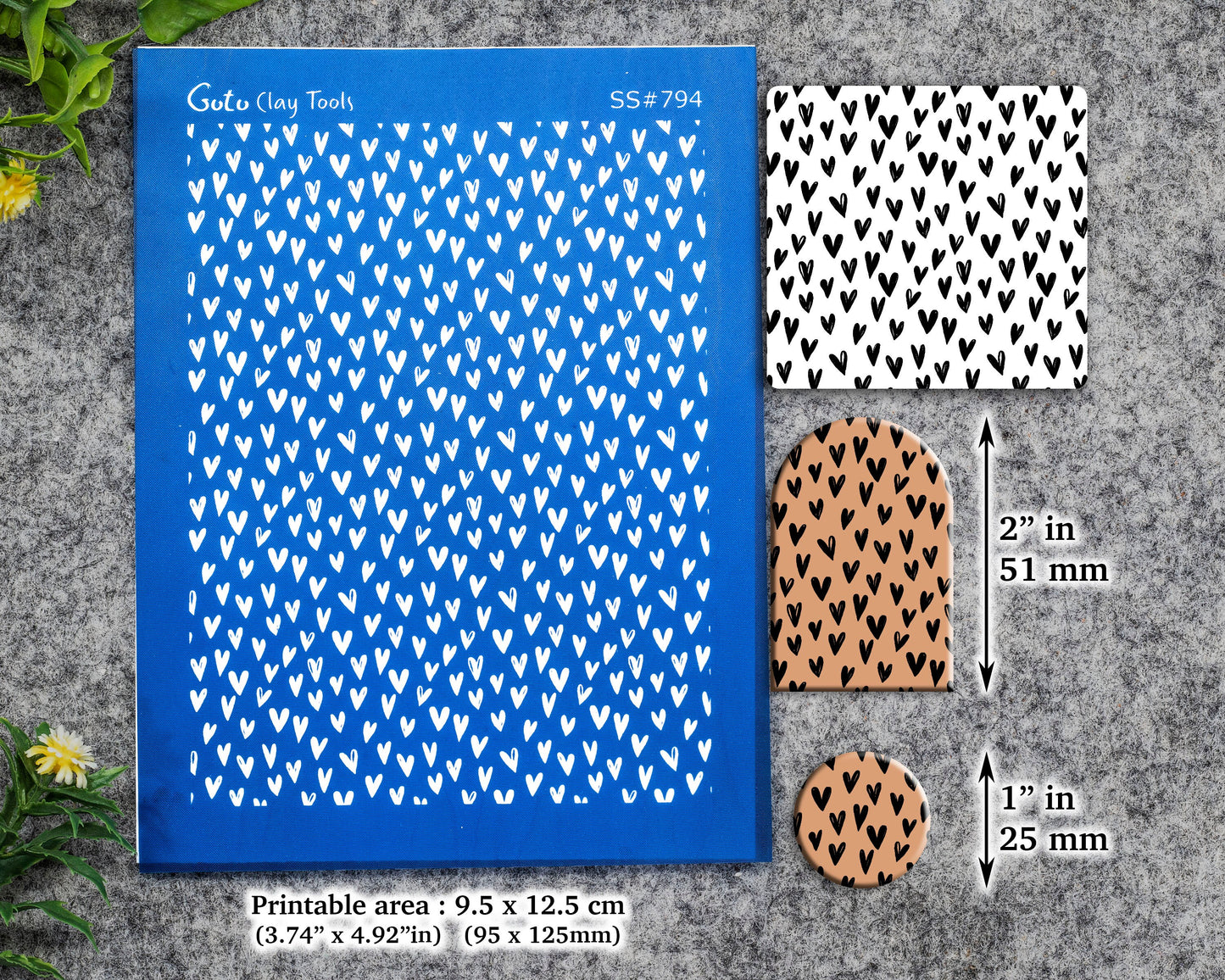 Heart pattern Silkscreen for Polymer Clay Earring making, Clay Stencils, Clay Earring Silkscreen, Polymer Clay Supplies SS#794