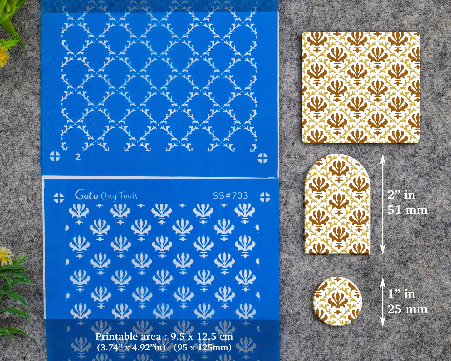 2 layers Ornamental Silkscreen for Polymer Clay Earring making, Clay Stencils, Clay Earring Silkscreen, Polymer Clay Supplies SS#703