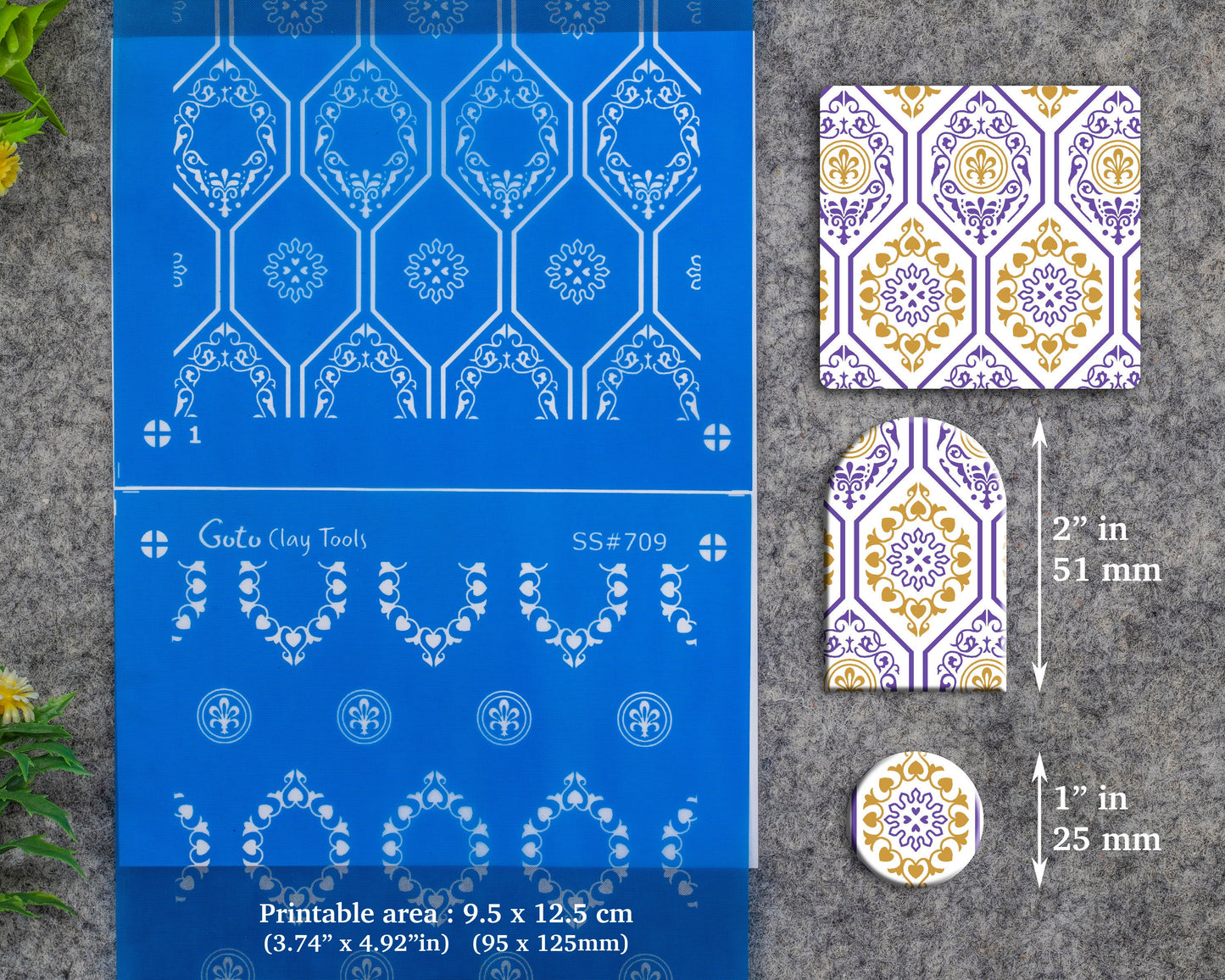 2 layers Ornamental Silkscreen for Polymer Clay Earring making, Clay Stencils, Clay Earring Silkscreen, Polymer Clay Supplies SS#709