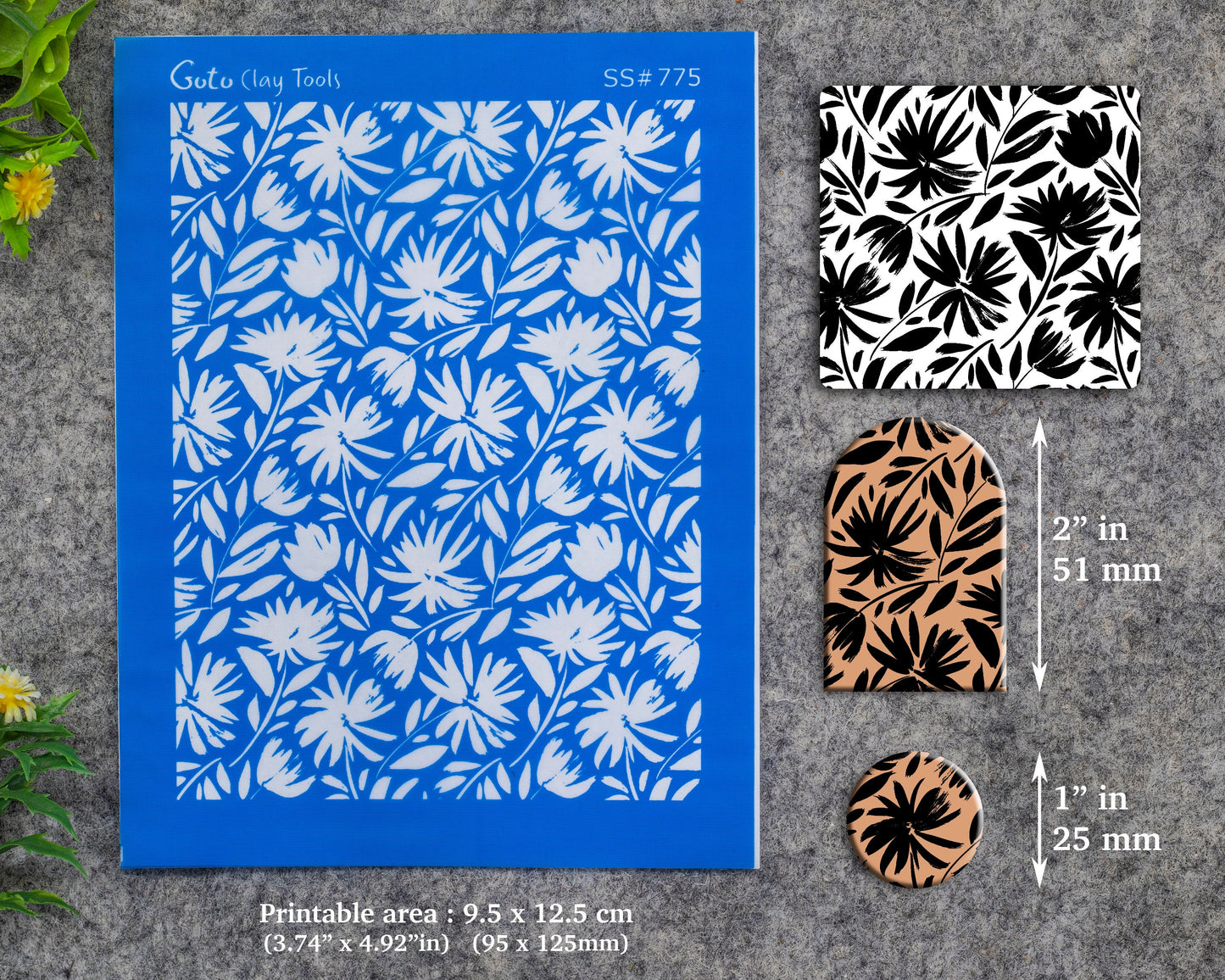 Floral strokes Silkscreen for Polymer Clay Earring making, Clay Stencils, Clay Earring Silkscreen, Polymer Clay Supplies SS#775