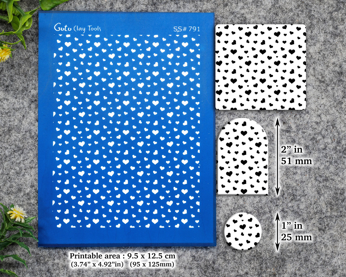 Heart Pattern Silkscreen for Polymer Clay Earring making, Clay Stencils, Clay Earring Silkscreen, Polymer Clay Supplies SS#791