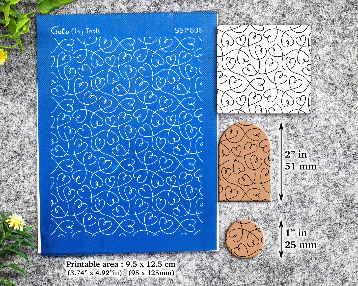Heart String Silkscreen for Polymer Clay Earring making, Clay Stencils, Clay Earring Silkscreen, Polymer Clay Supplies SS#806