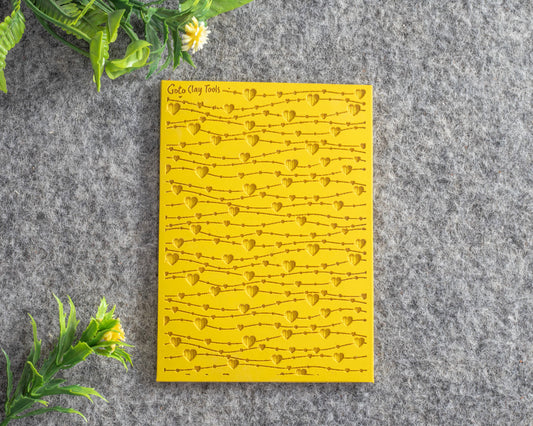 Valentine Heart String Texture mat for polymer clay, Polymer Clay Rubber Texture mat, Texture Tile mats, Rubber Texture Sheet #577