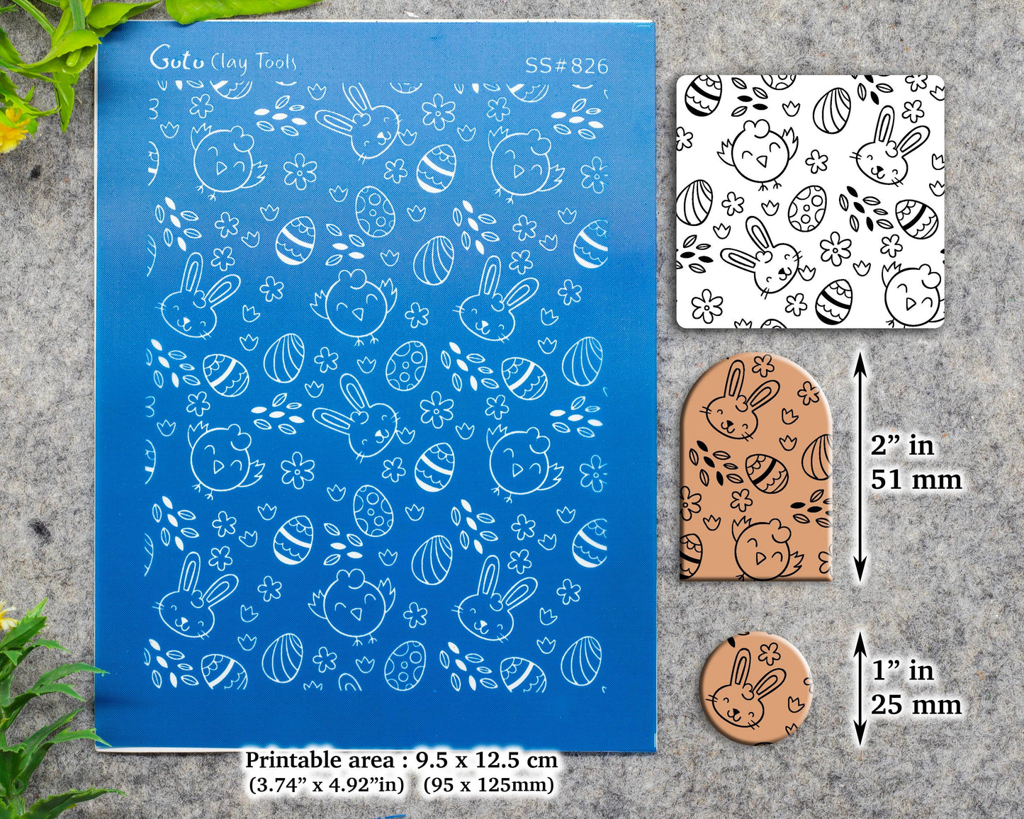 Easter Chick and Rabbit Silkscreen for Polymer Clay Earring making, Clay Stencils, Clay Earring Silkscreen, Polymer Clay Supplies SS#826