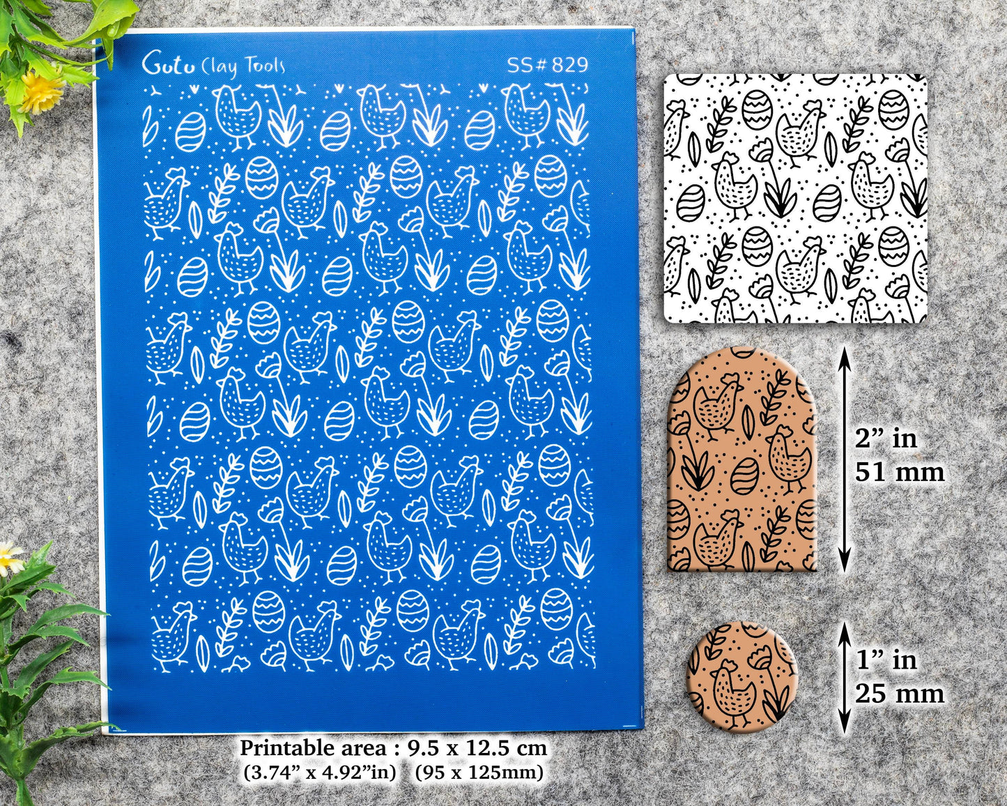 Easter Chicken Silkscreen for Polymer Clay Earring making, Clay Stencils, Clay Earring Silkscreen, Polymer Clay Supplies SS#829