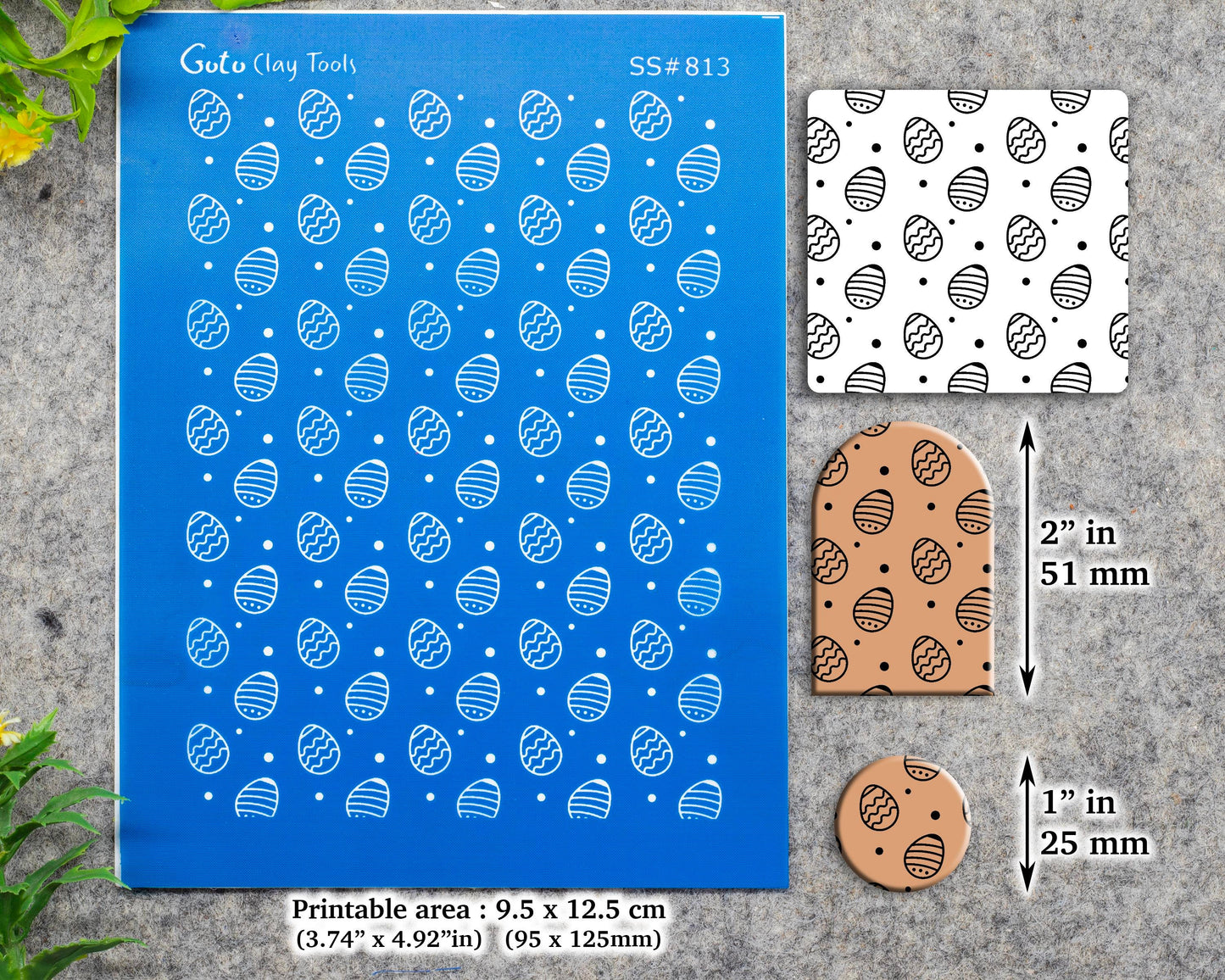 Easter eggs Silkscreen for Polymer Clay Earring making, Clay Stencils, Clay Earring Silkscreen, Polymer Clay Supplies SS#813